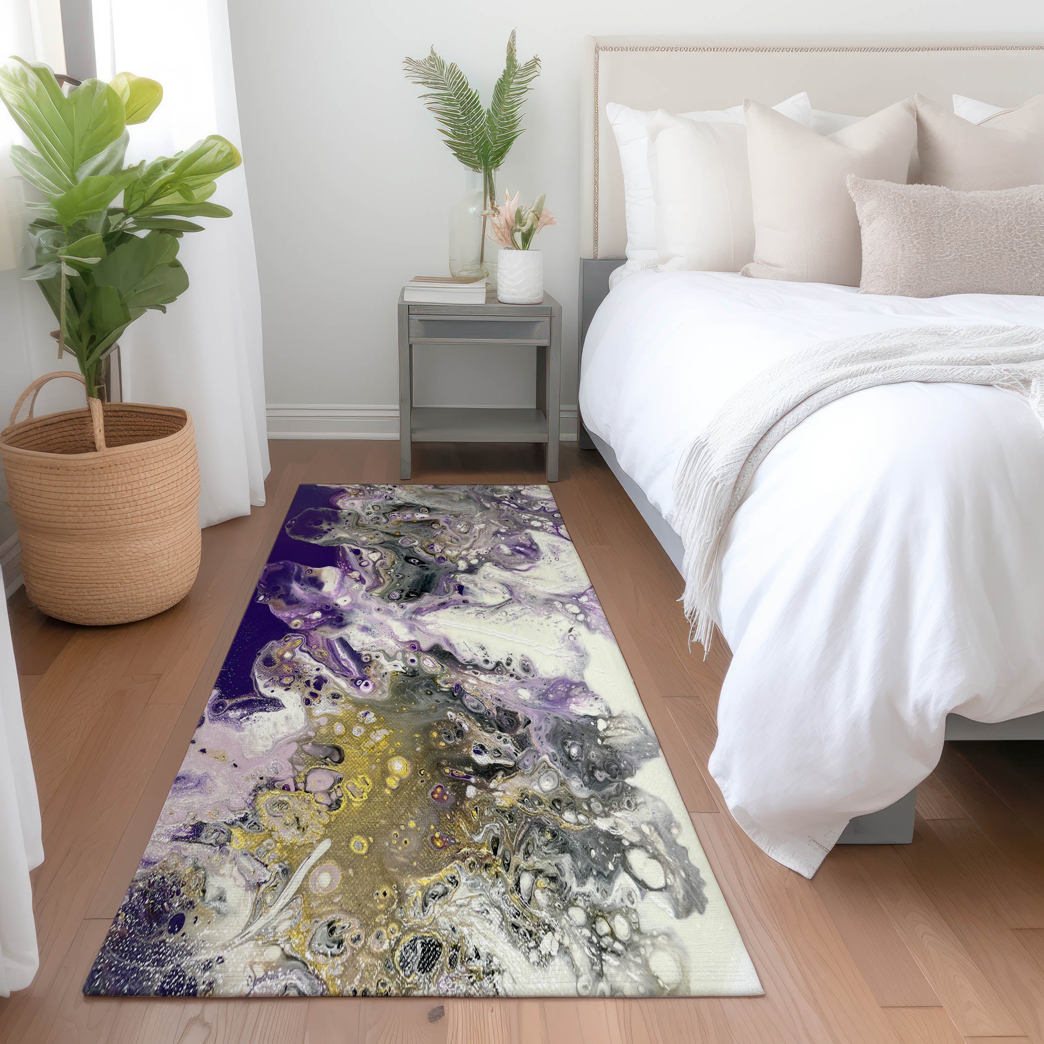 Nairobi Machine Washable Contemporary Amethyst Purple Rug 2'3" x 7'6" #shape_Runner
