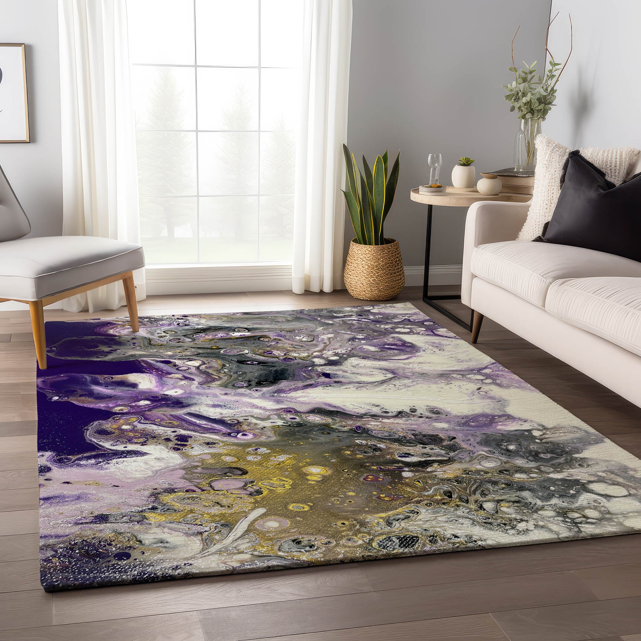 Nairobi Machine Washable Contemporary Amethyst Purple Rug 2'6" x 3'10" #shape_Rectangle