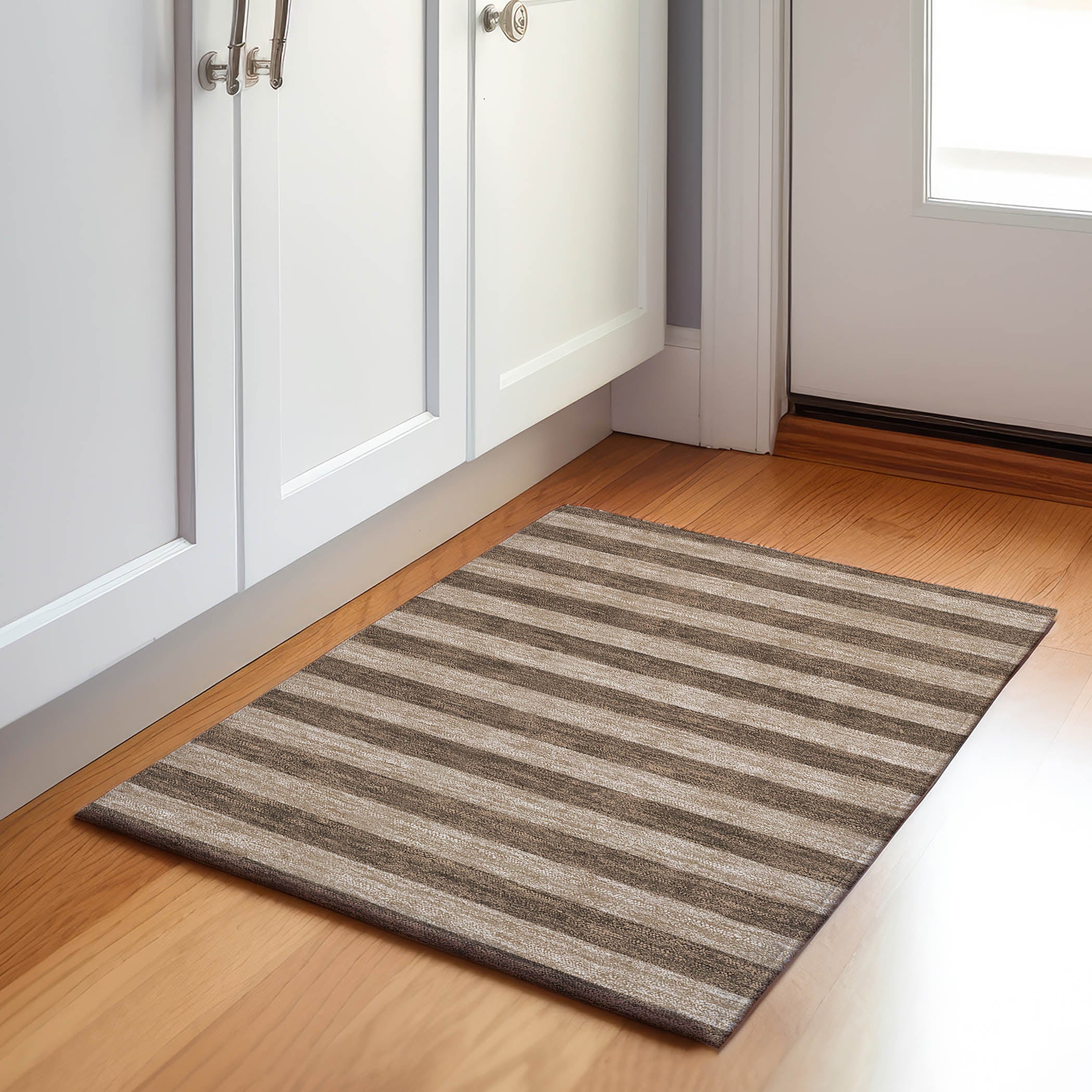 Dublin Machine Washable Transitional Coffee Brown Rug 1'8" x 2'6" #shape_Rectangle