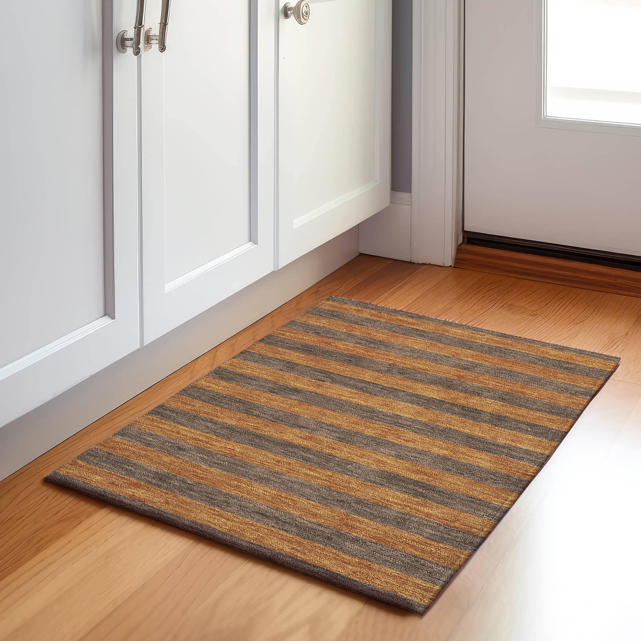 Dublin Machine Washable Transitional Fudge Brown Rug 1'8" x 2'6" #shape_Rectangle