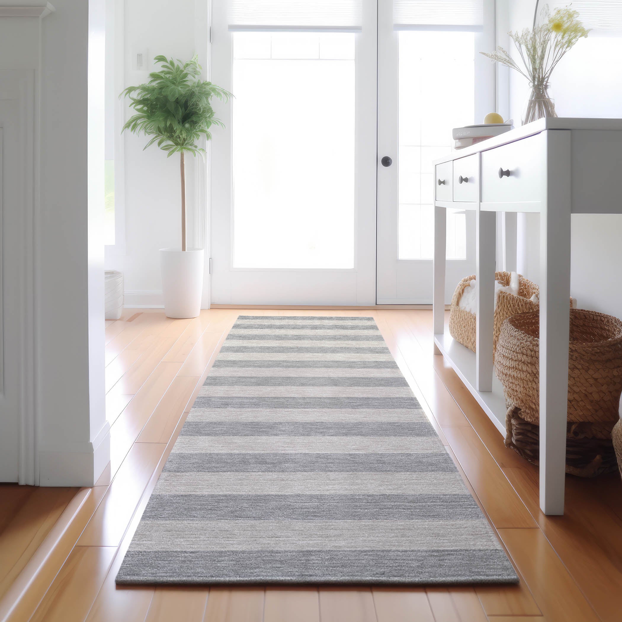 Dublin Machine Washable Transitional Pewter Gray Rug 2'3" x 7'6" #shape_Runner