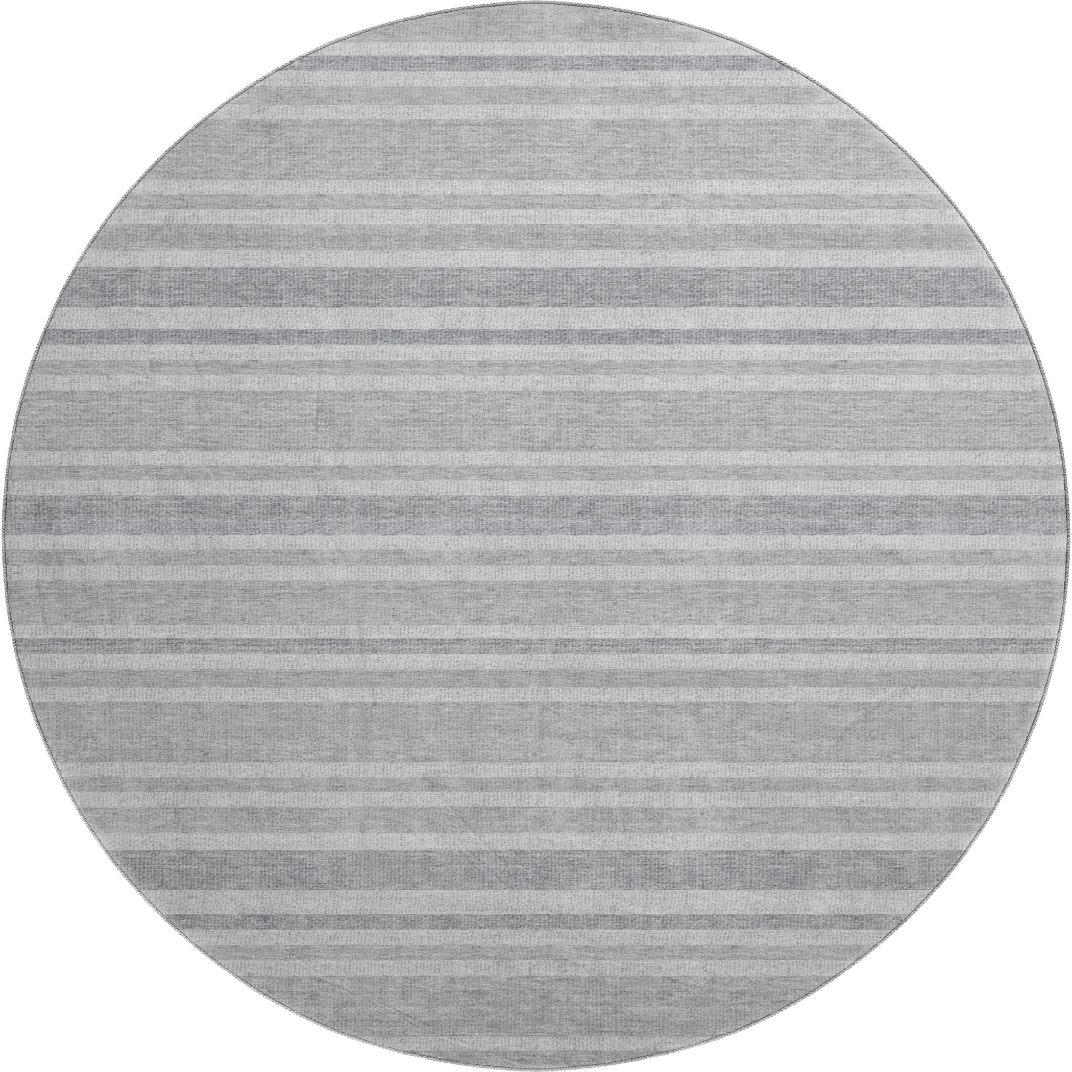Bogota Machine Washable Transitional Silver Gray Rug 8' x 8' #shape_Round