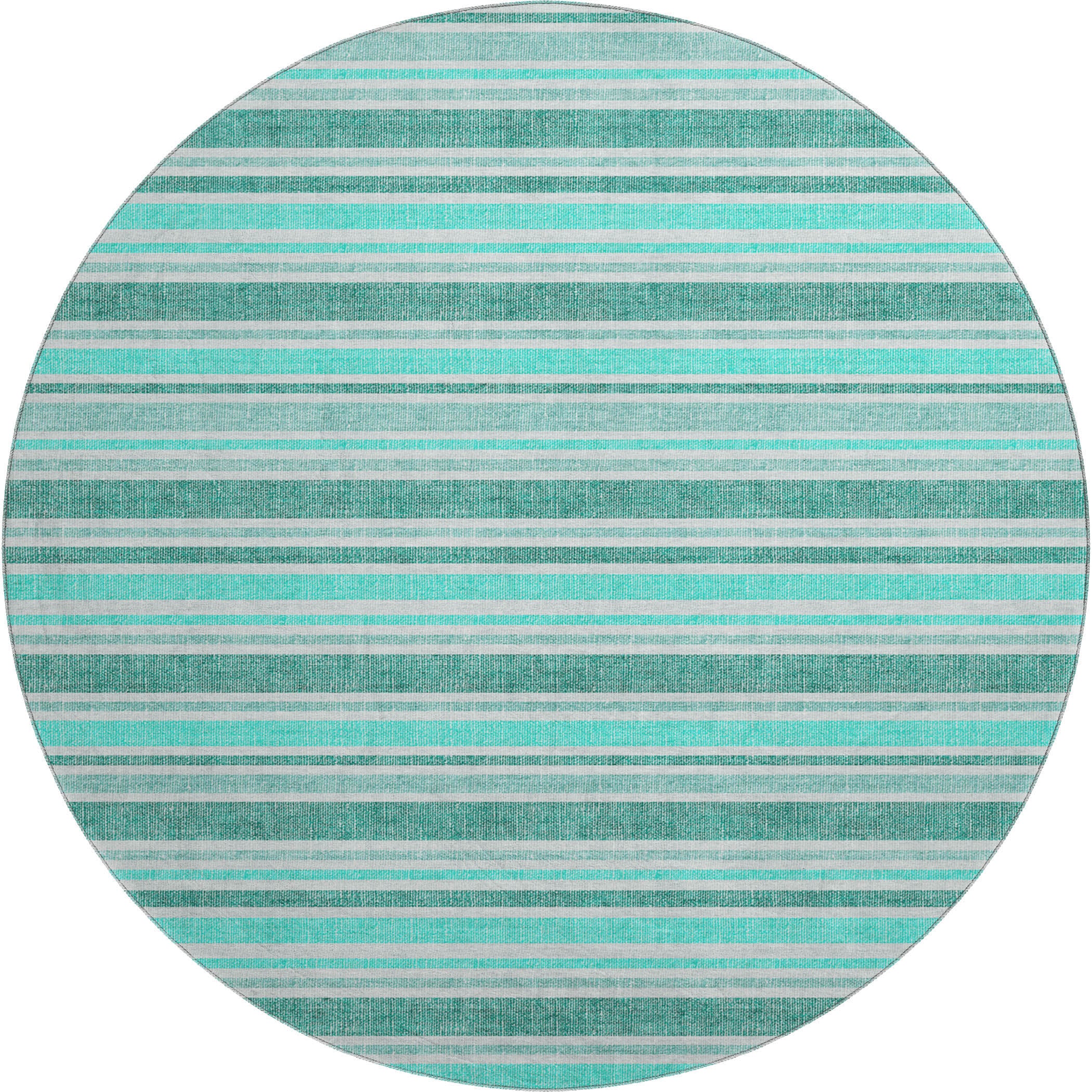 Bogota Machine Washable Transitional Turquoise Teal Rug 8' x 8' #shape_Round
