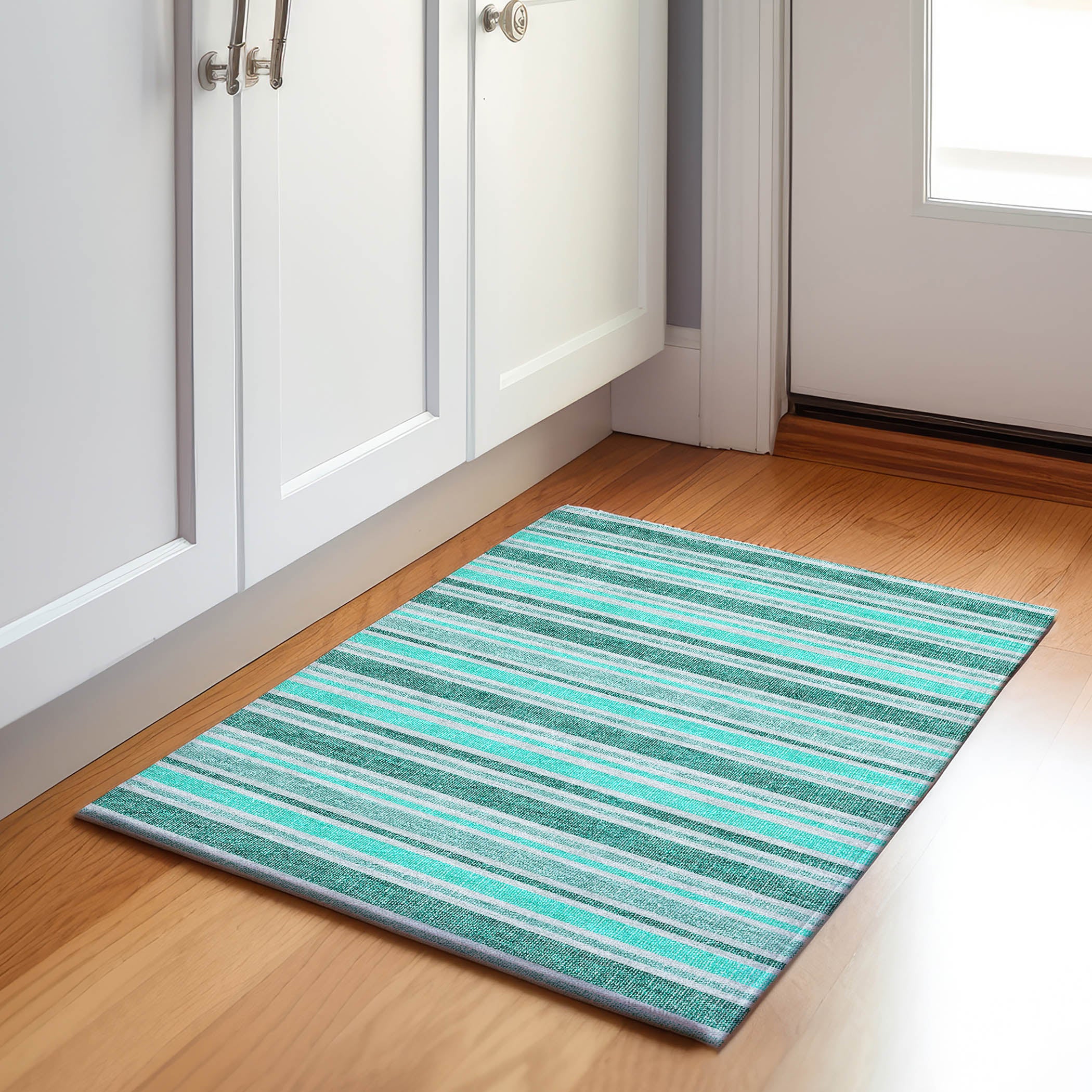 Bogota Machine Washable Transitional Turquoise Teal Rug 1'8" x 2'6" #shape_Rectangle