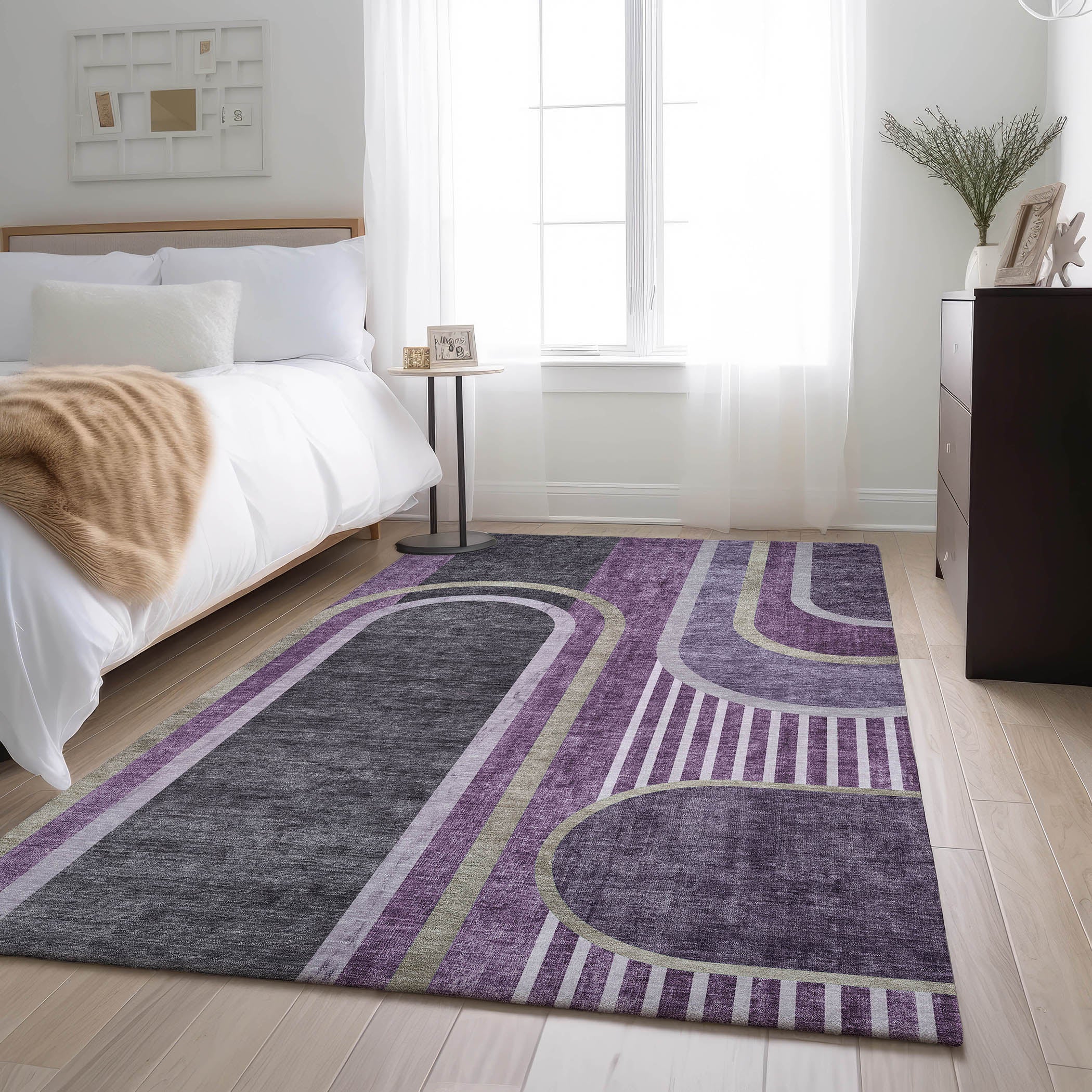 Vienna Machine Washable Transitional Purple Rug 2'6" x 3'10" #shape_Rectangle