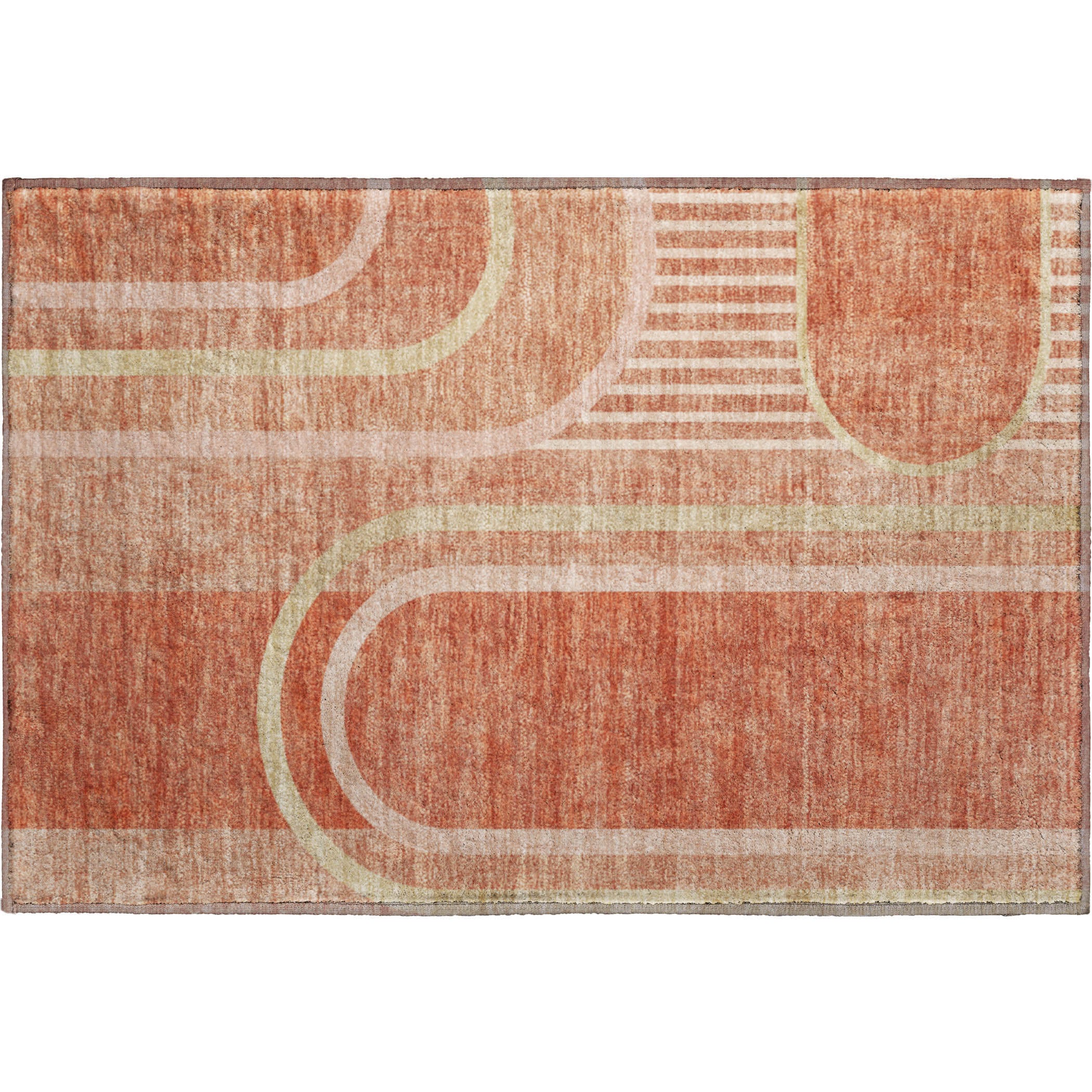 Vienna Machine Washable Transitional Salmon Orange Rug 1'8" x 2'6" #shape_Rectangle