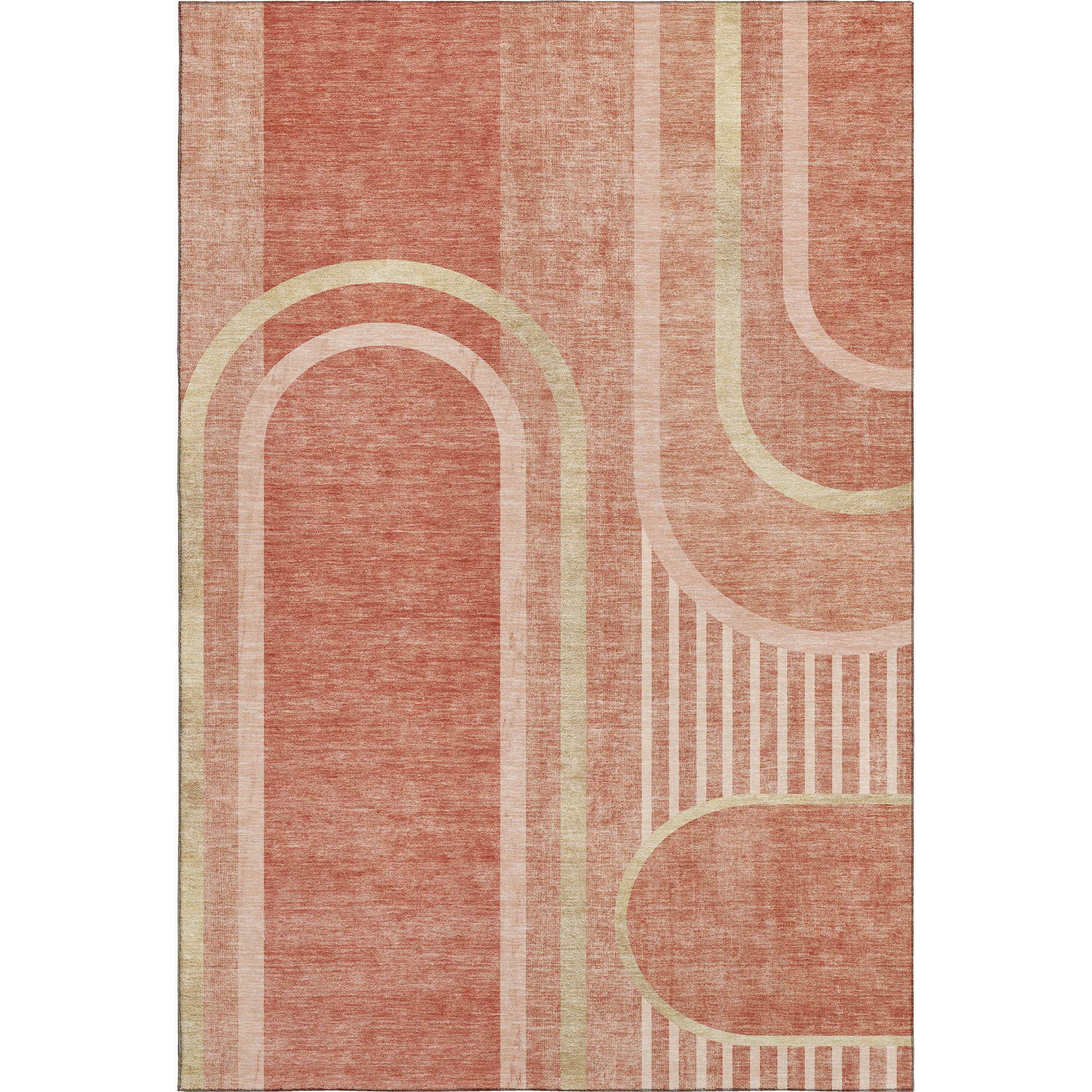 Vienna Machine Washable Transitional Salmon Orange Rug 2'6" x 3'10" #shape_Rectangle