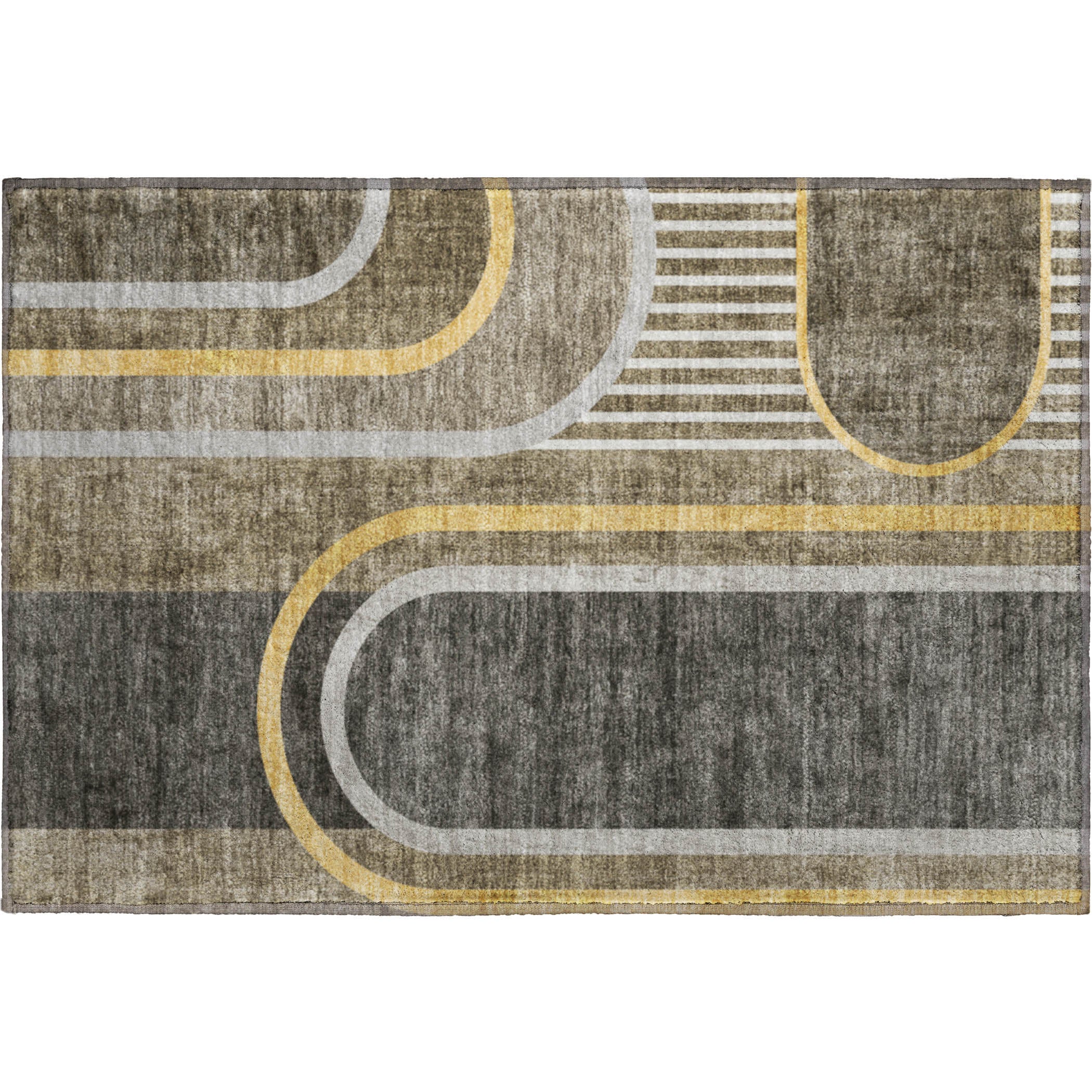 Vienna Machine Washable Transitional Taupe Brown Rug 1'8" x 2'6" #shape_Rectangle