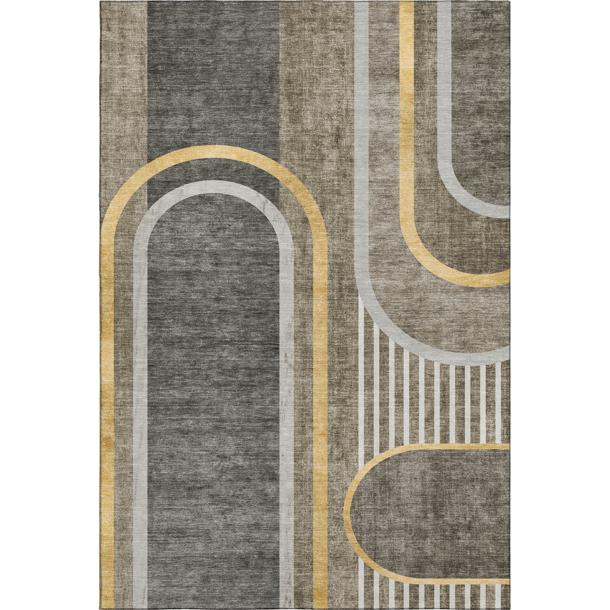 Vienna Machine Washable Transitional Taupe Brown Rug 2'6" x 3'10" #shape_Rectangle