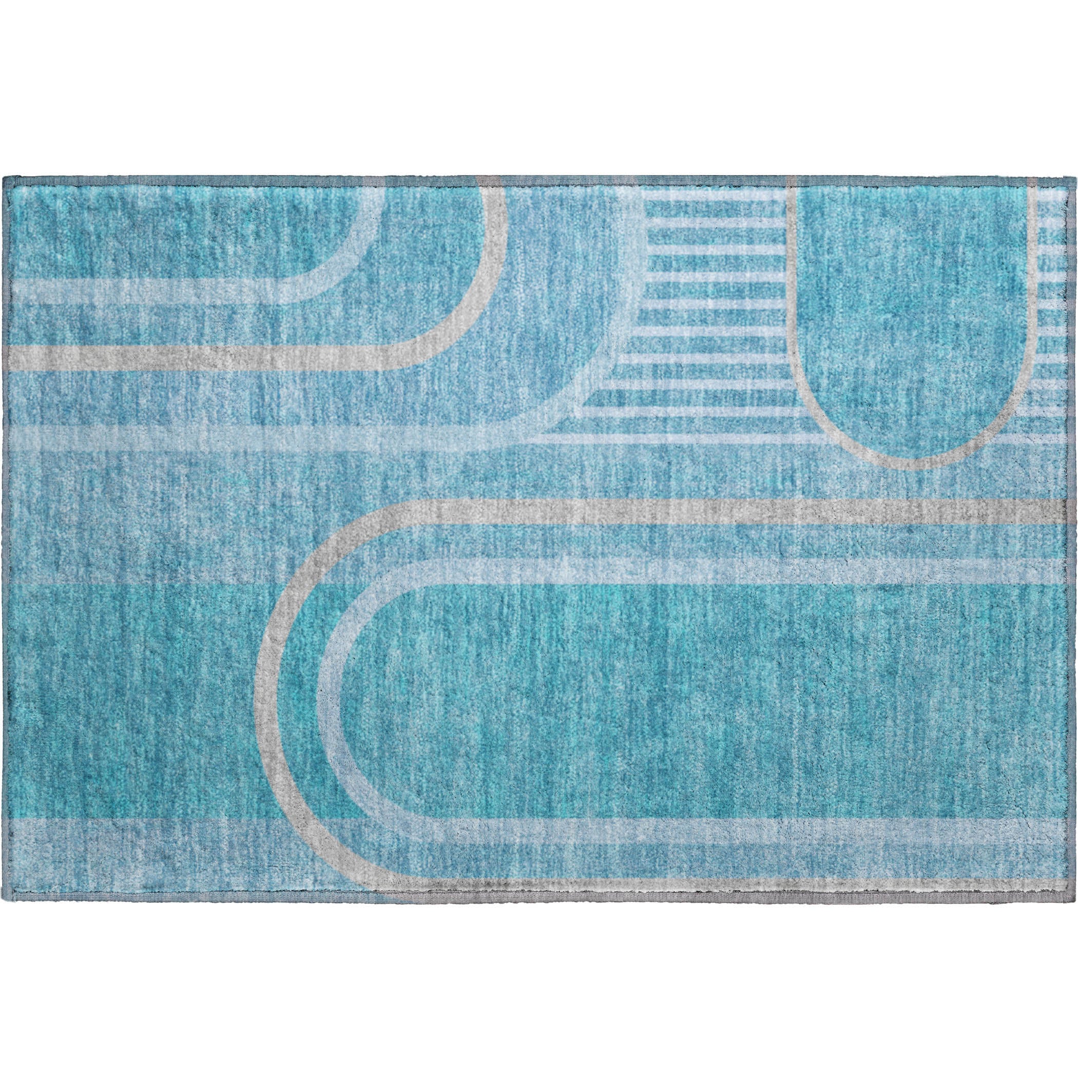 Vienna Machine Washable Transitional Teal Rug 1'8" x 2'6" #shape_Rectangle
