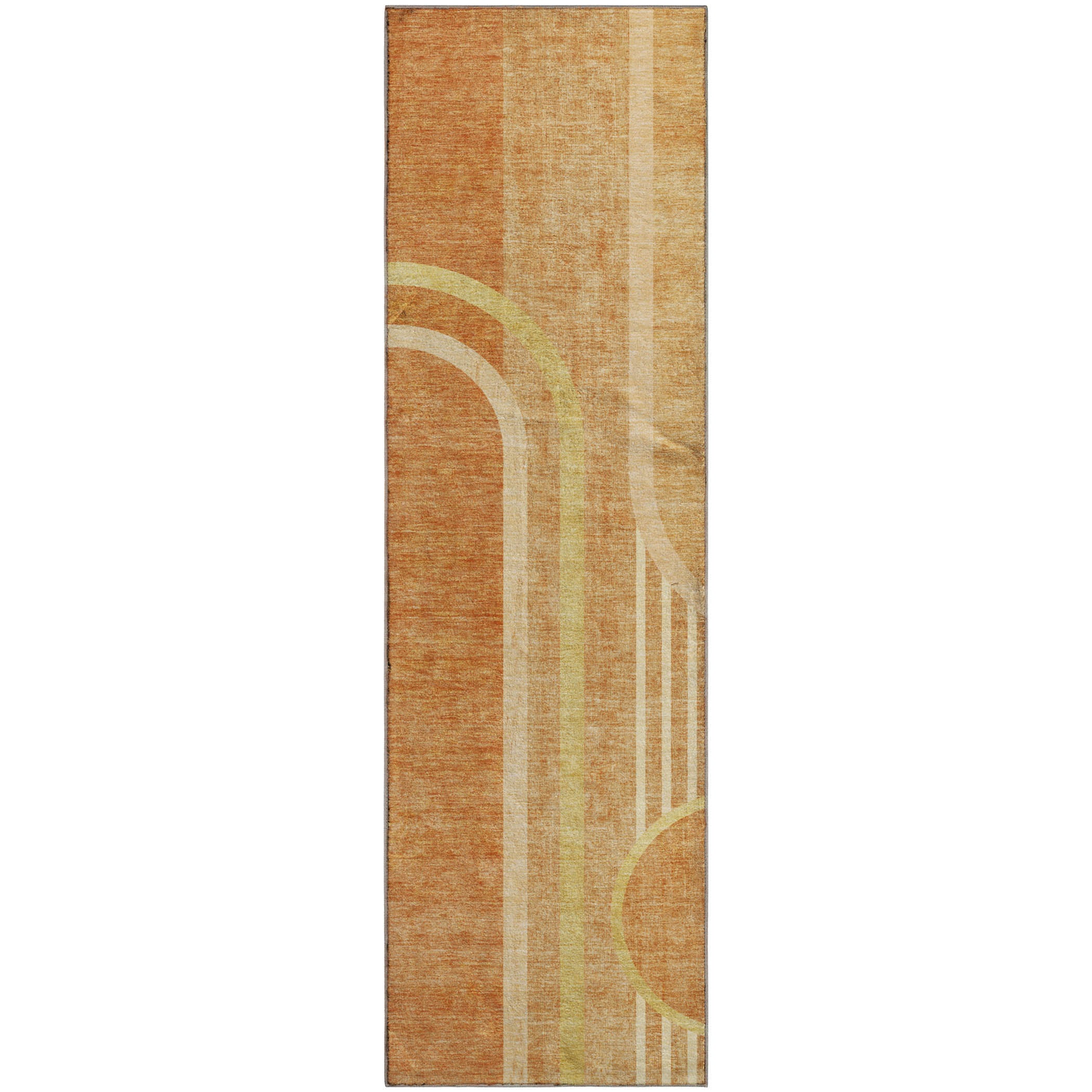 Vienna Machine Washable Transitional Terracotta Orange Rug 2'3" x 7'6" #shape_Runner