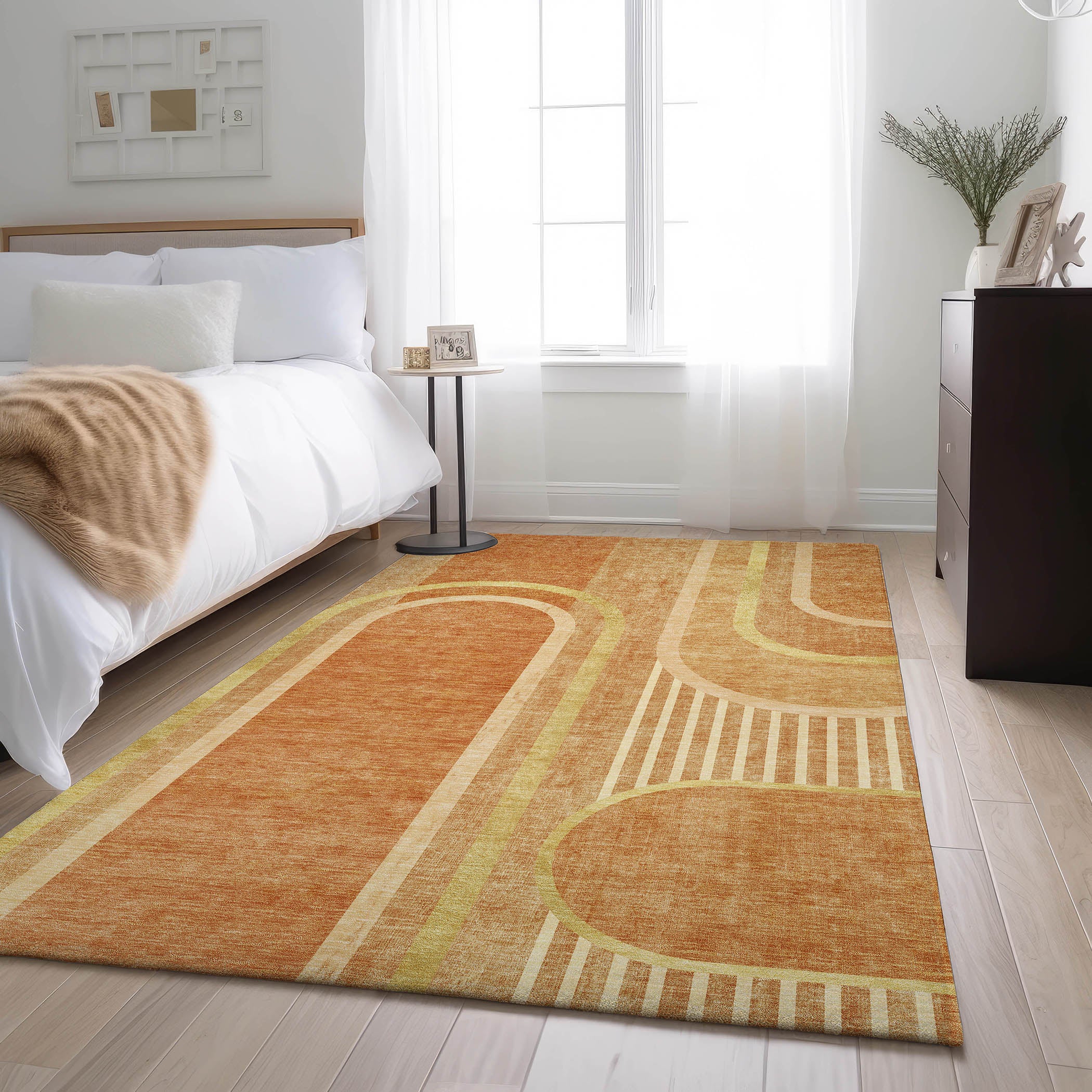 Vienna Machine Washable Transitional Terracotta Orange Rug 2'6" x 3'10" #shape_Rectangle