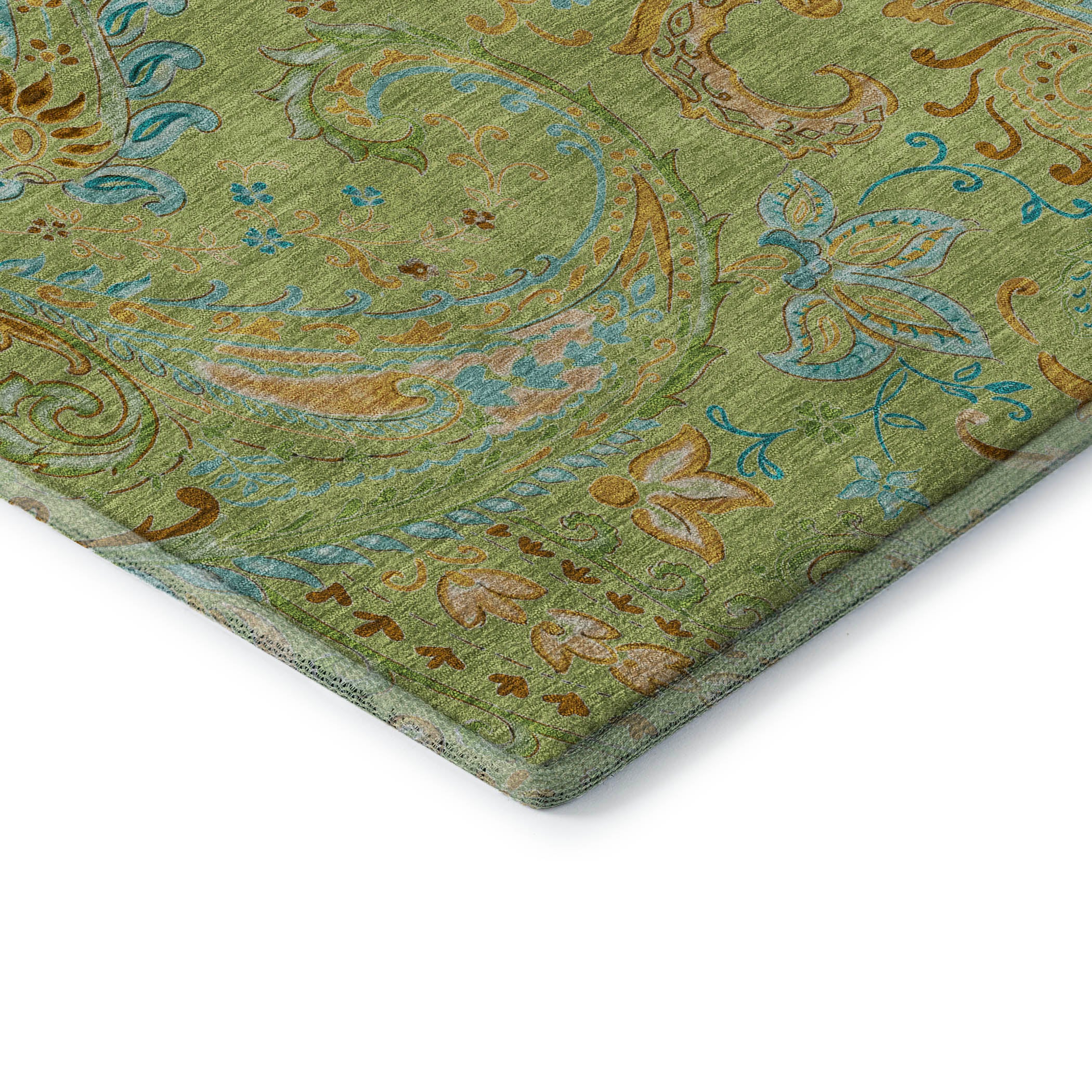 Queenstown Machine Washable Transitional Aloe Green Rug 1'8" x 2'6" #shape_Rectangle