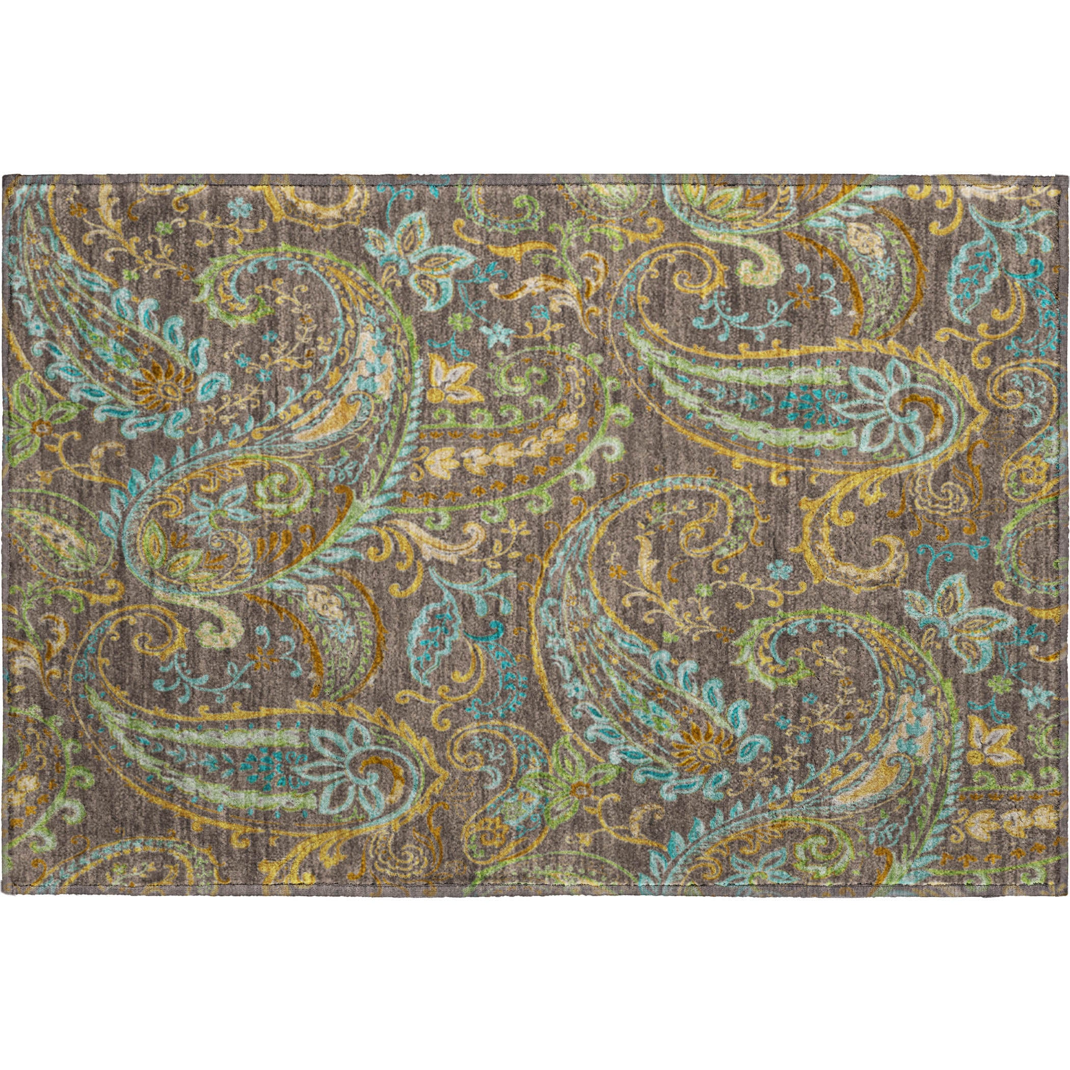 Queenstown Machine Washable Transitional Chocolate Brown Rug 1'8" x 2'6" #shape_Rectangle