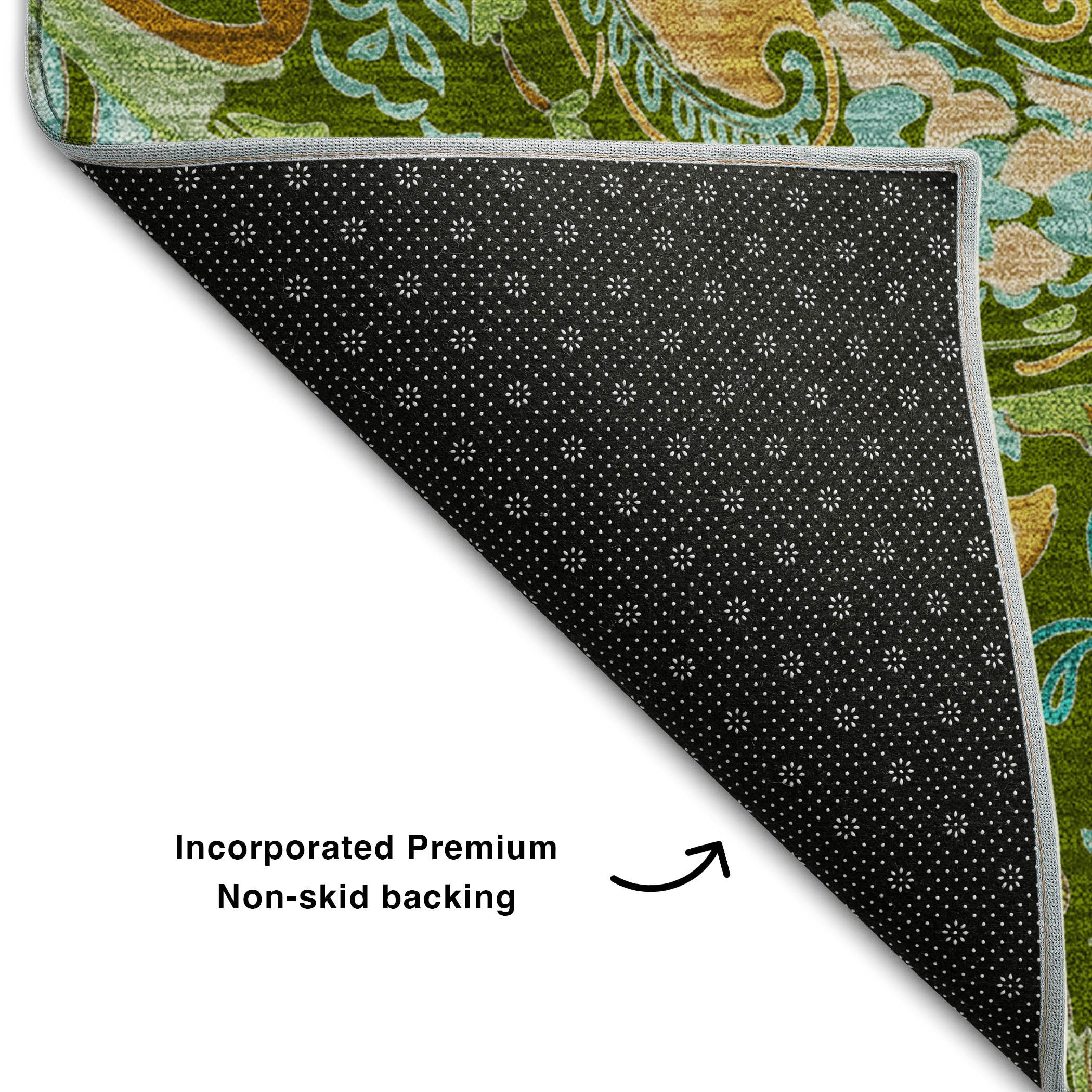 Queenstown Machine Washable Transitional Green Rug 1'8" x 2'6" #shape_Rectangle