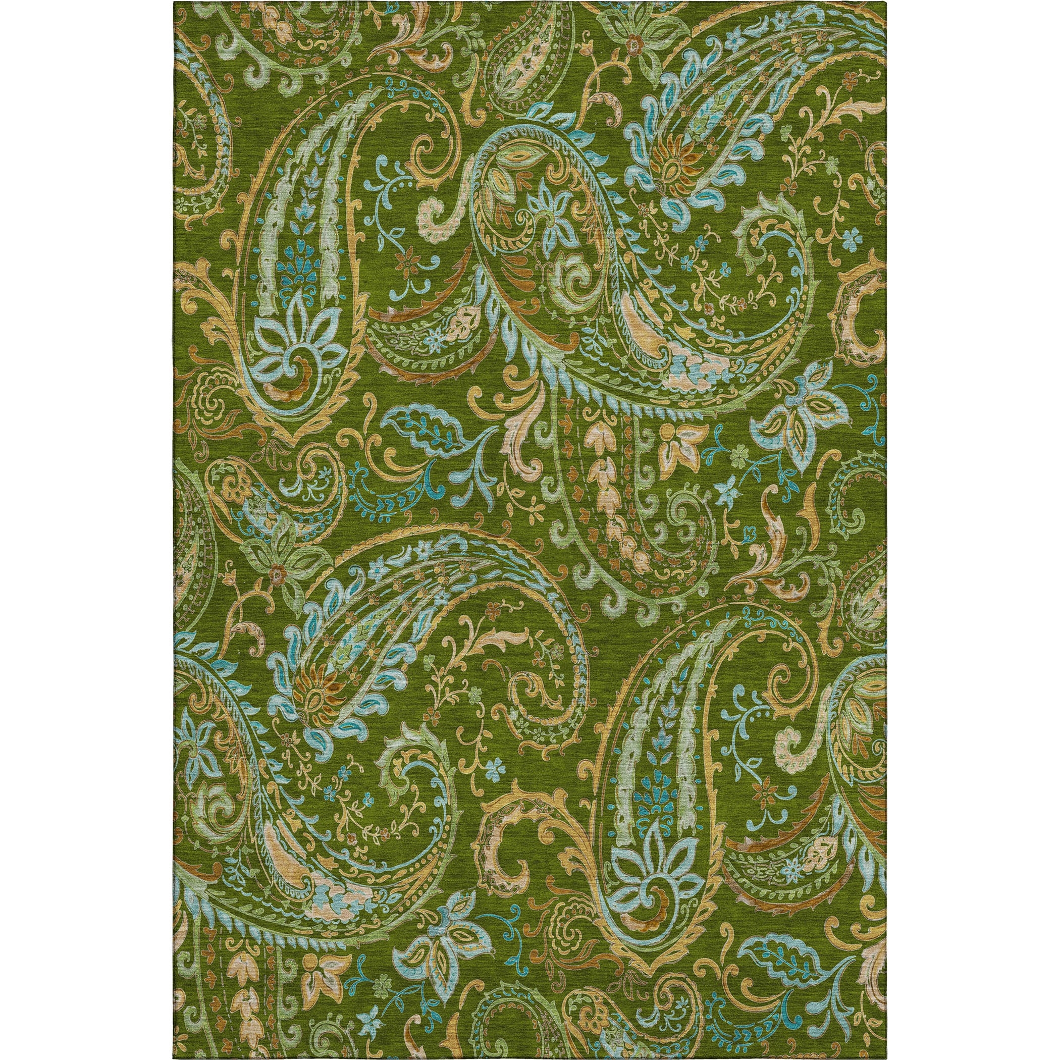 Queenstown Machine Washable Transitional Green Rug 2'6" x 3'10" #shape_Rectangle
