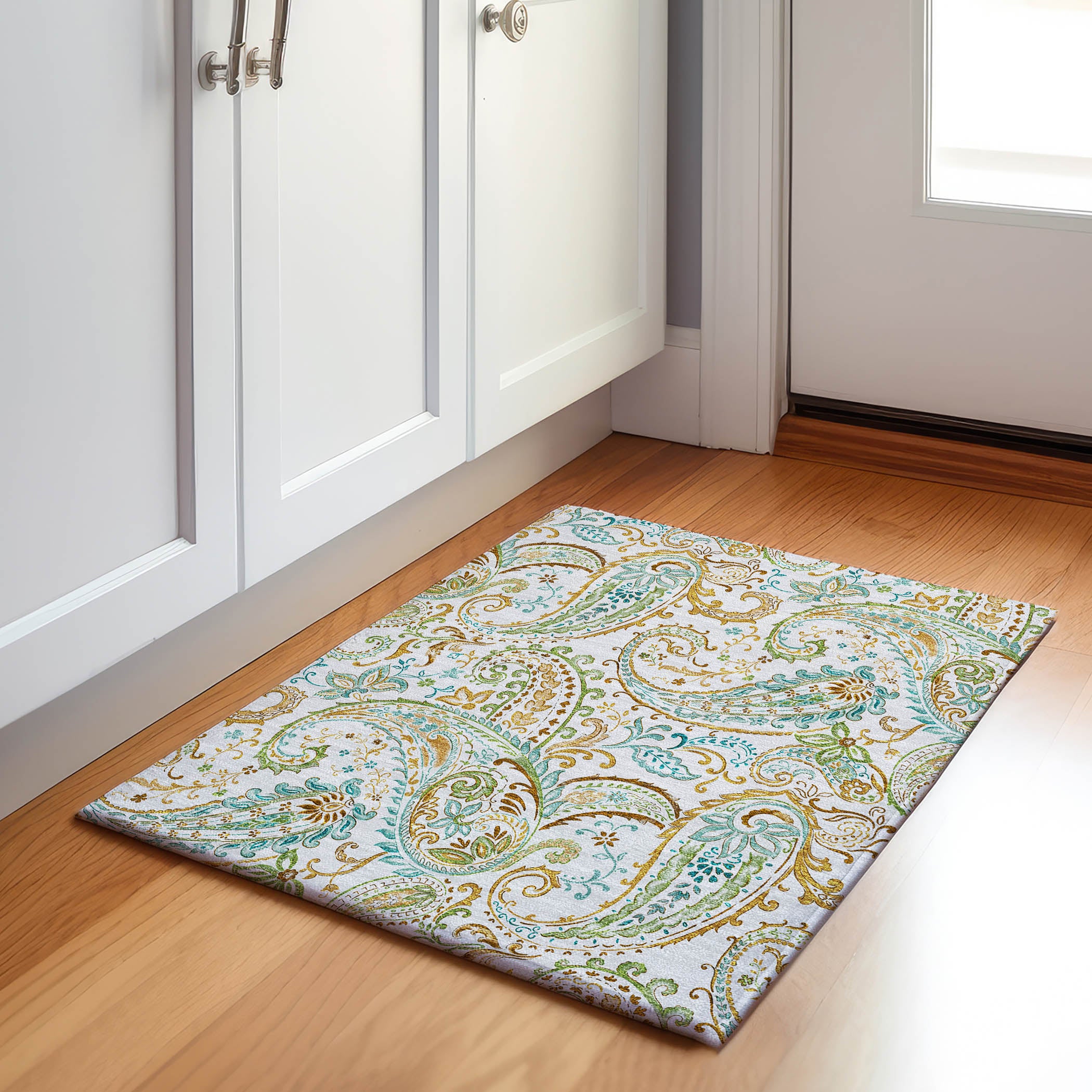 Queenstown Machine Washable Transitional Ivory Rug 1'8" x 2'6" #shape_Rectangle