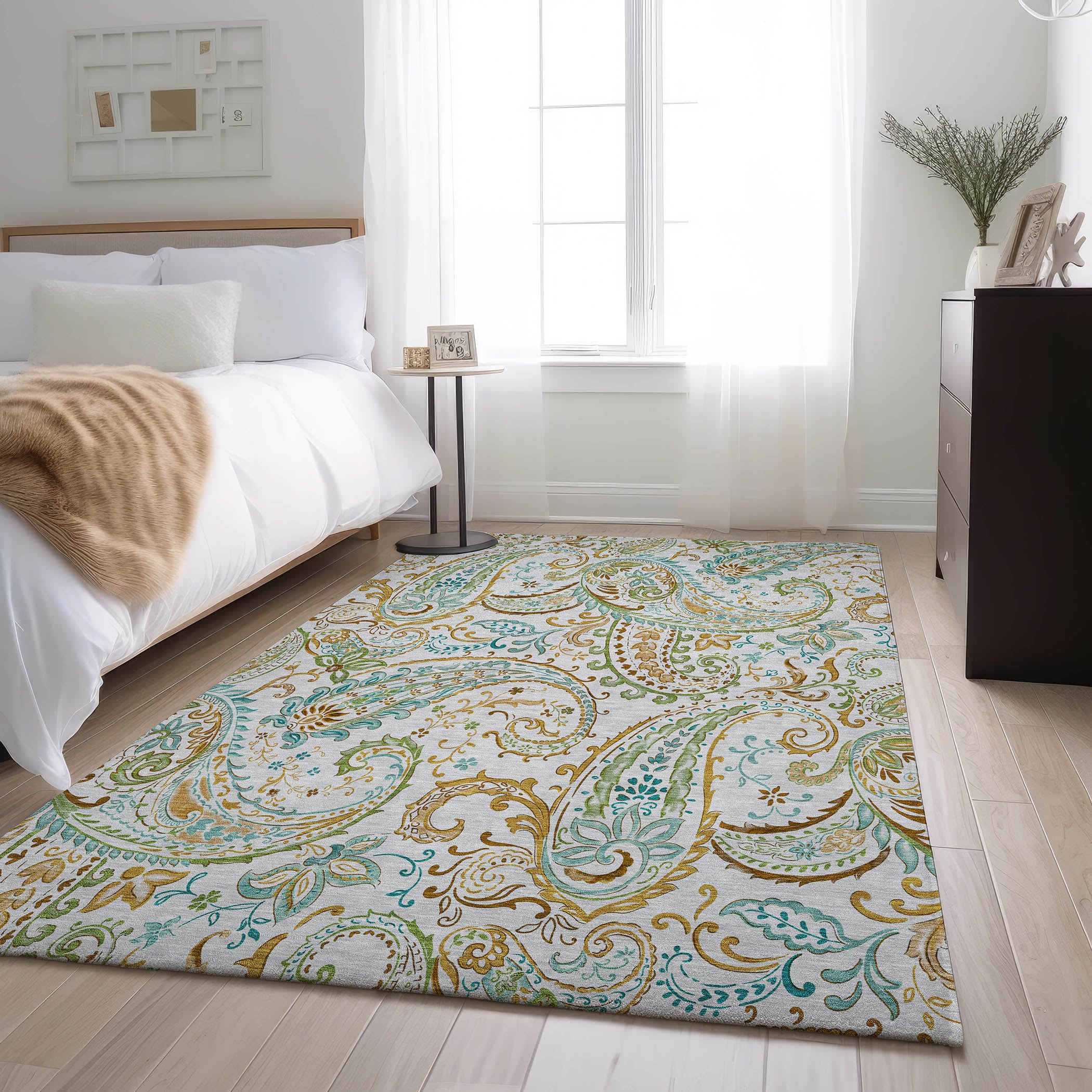 Queenstown Machine Washable Transitional Ivory Rug 2'6" x 3'10" #shape_Rectangle