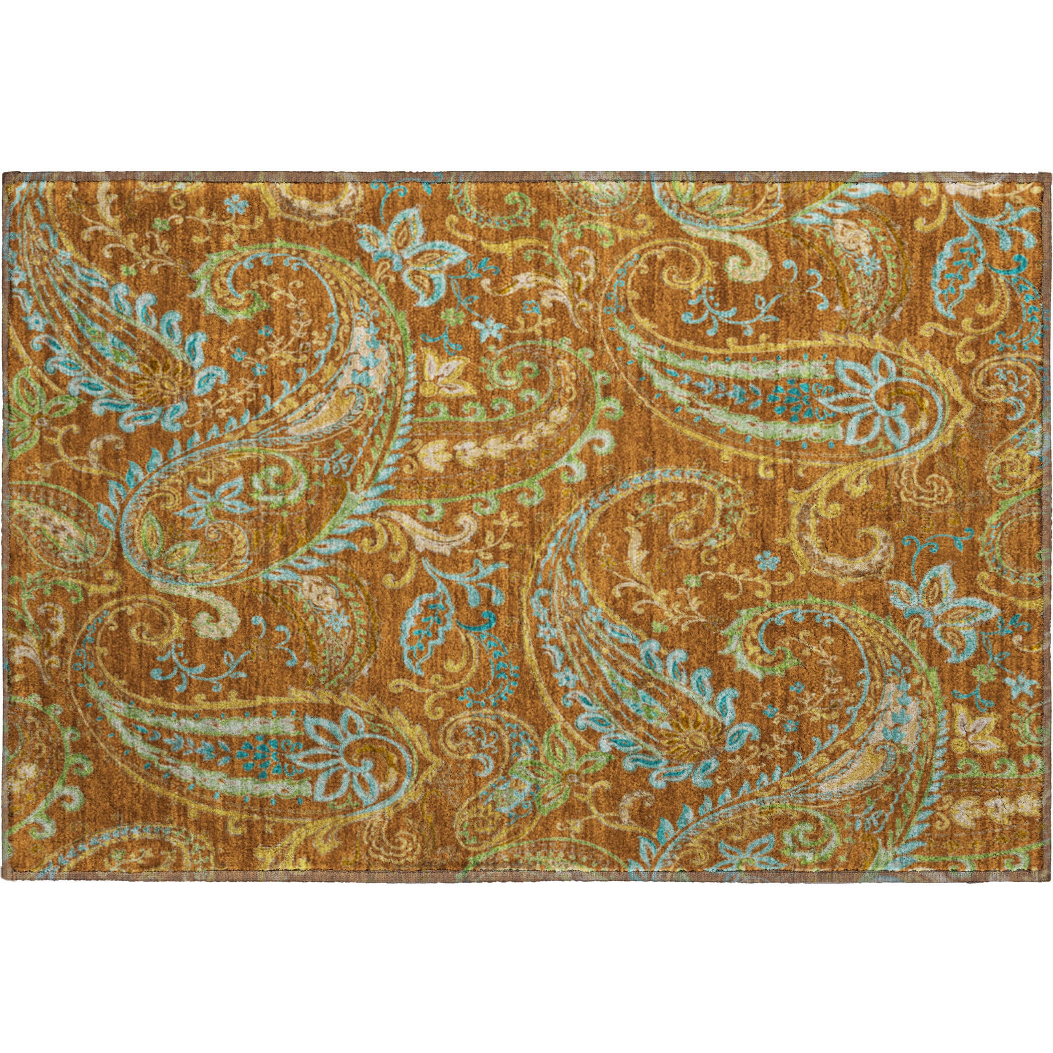 Queenstown Machine Washable Transitional Paprika Orange Rug 1'8" x 2'6" #shape_Rectangle