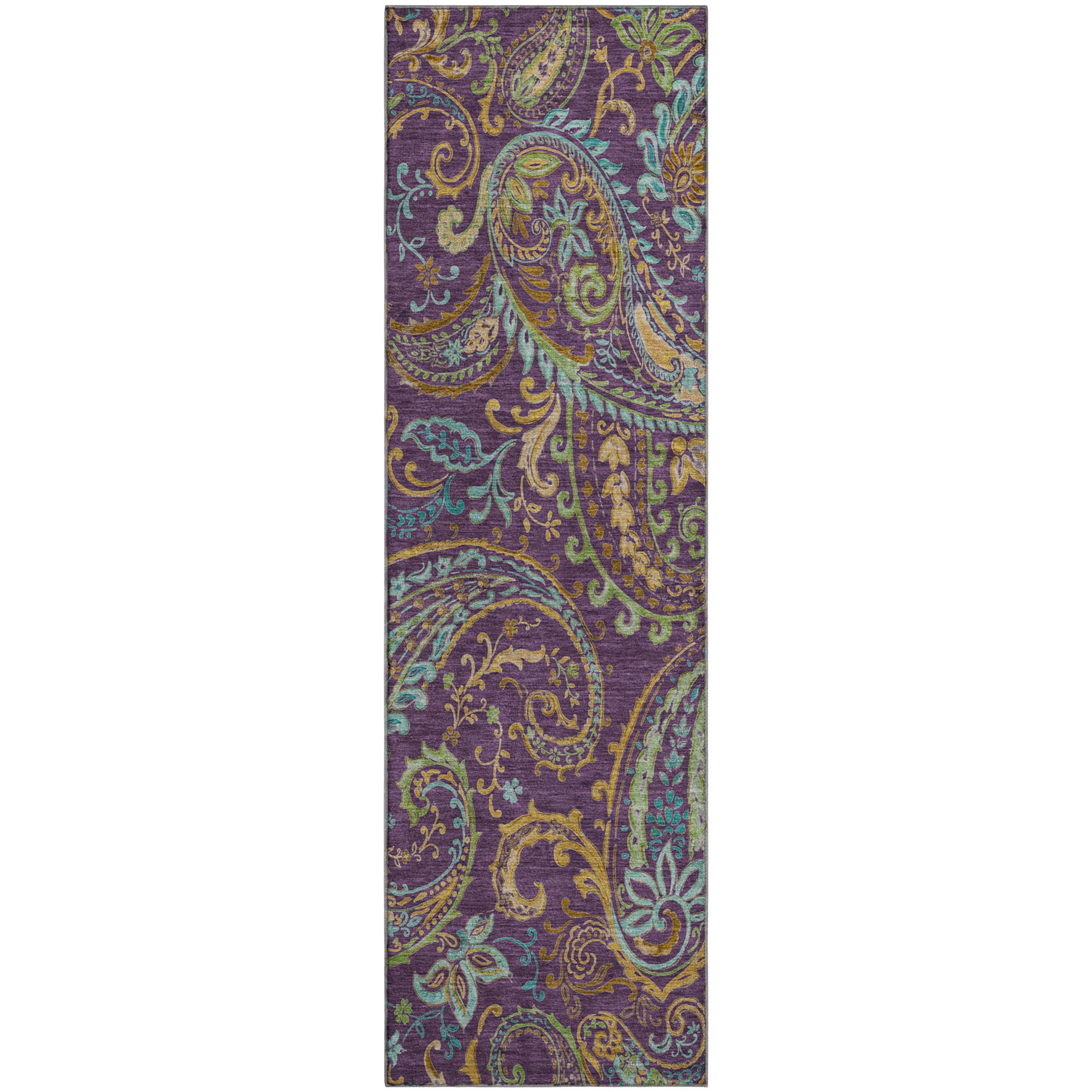 Queenstown Machine Washable Transitional Purple Rug 2'3" x 7'6" #shape_Runner