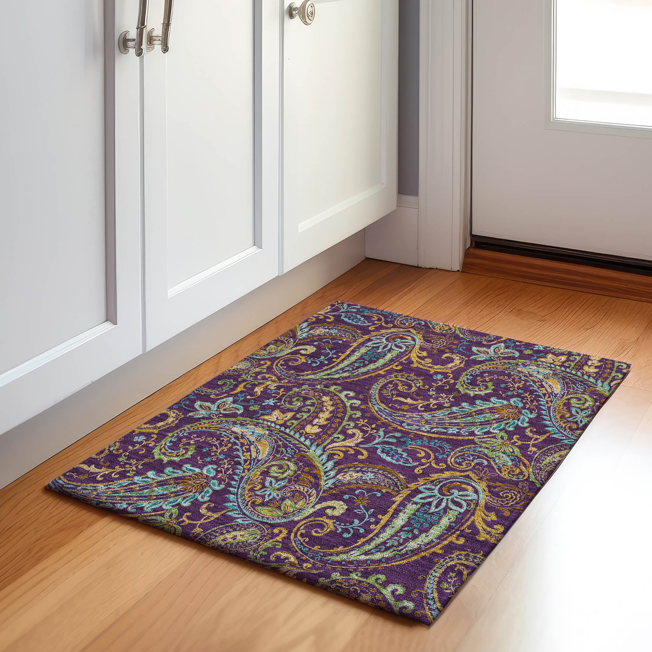 Queenstown Machine Washable Transitional Purple Rug 1'8" x 2'6" #shape_Rectangle