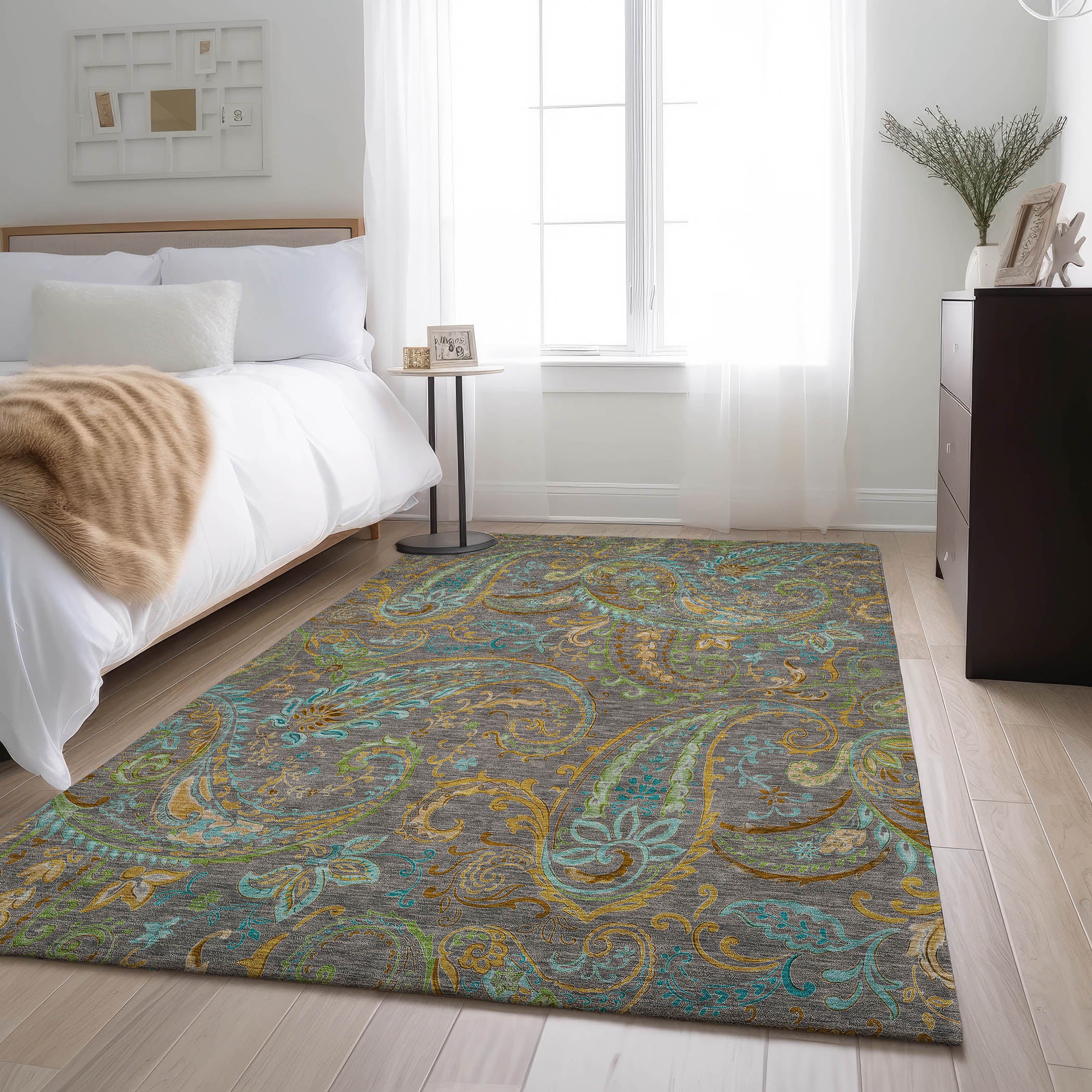 Queenstown Machine Washable Transitional Taupe Brown Rug 2'6" x 3'10" #shape_Rectangle