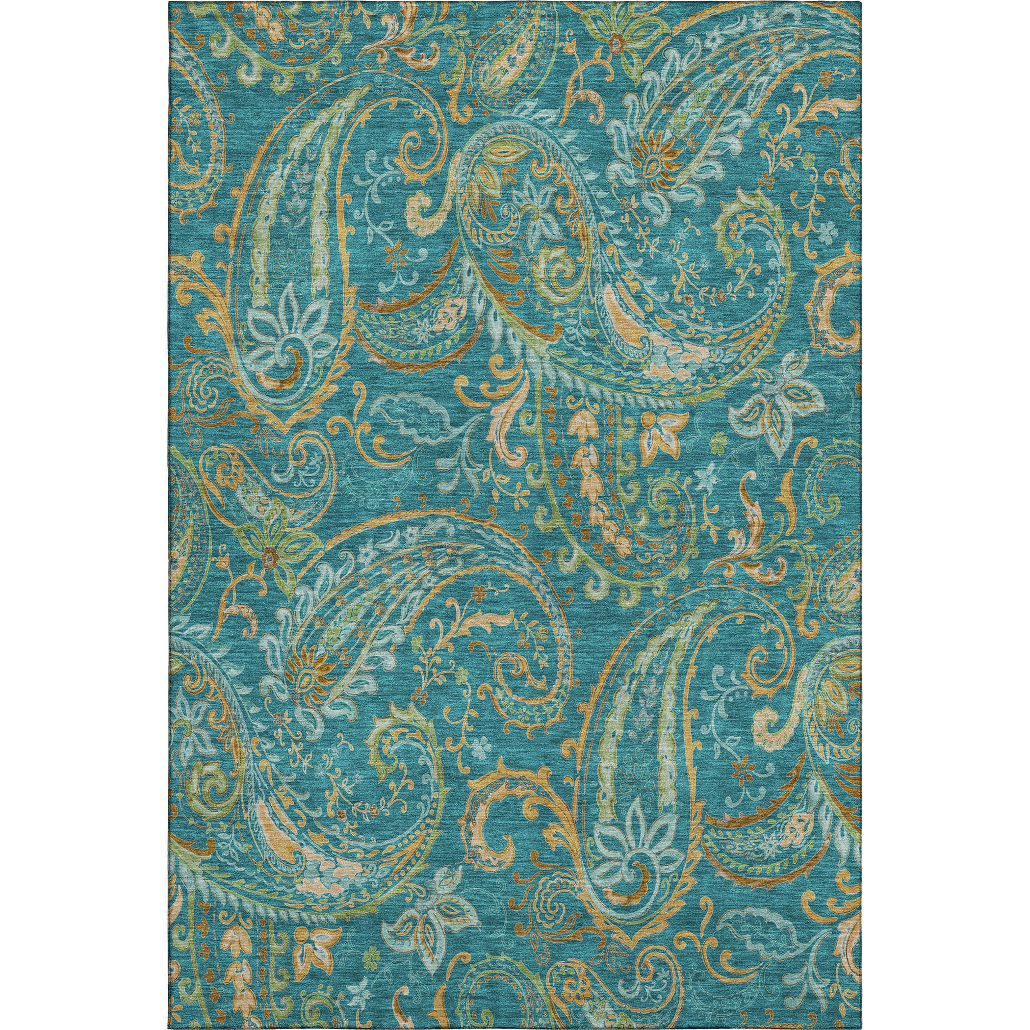Queenstown Machine Washable Transitional Teal Rug 2'6" x 3'10" #shape_Rectangle