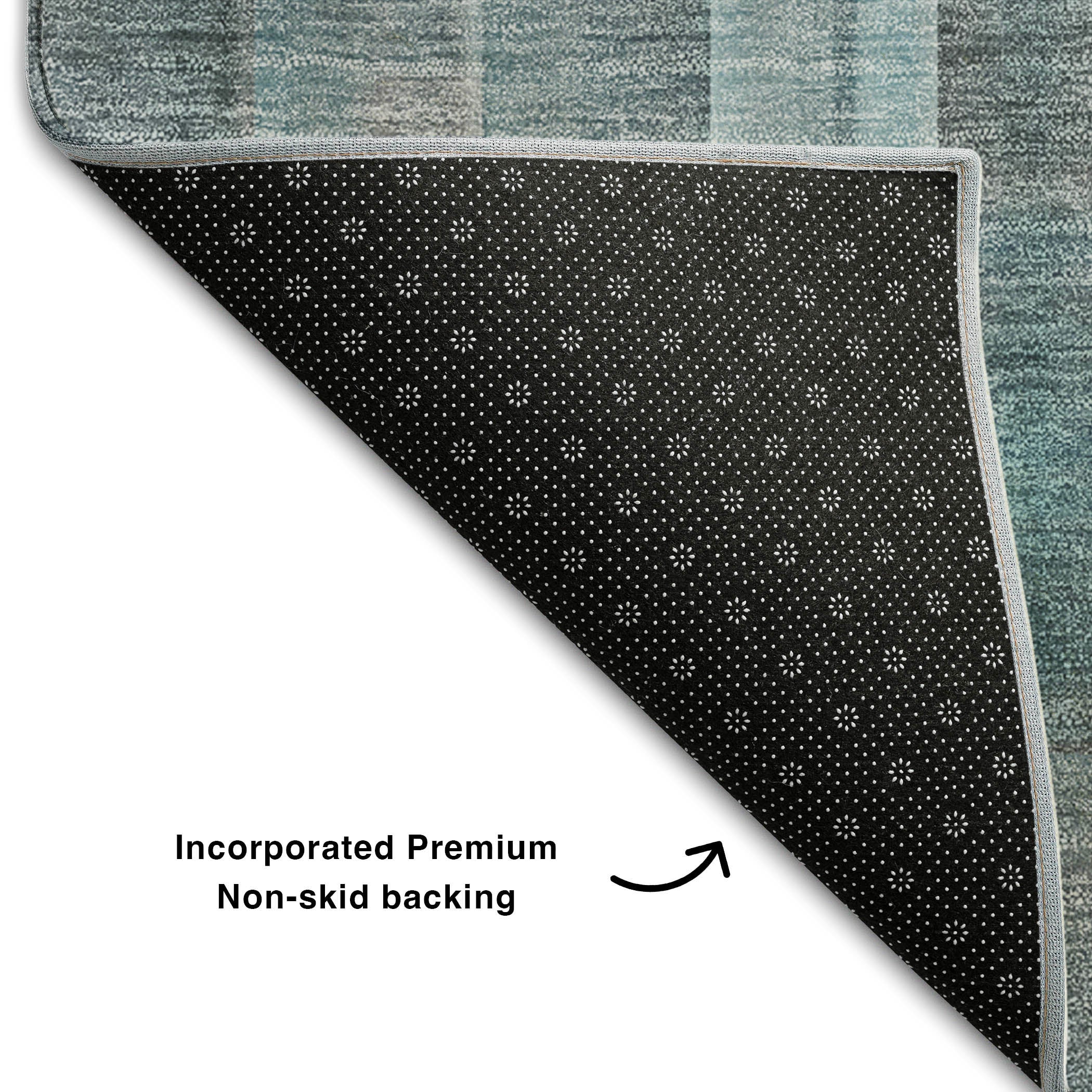 Mdina Machine Washable Transitional Teal Rug 1'8" x 2'6" #shape_Rectangle