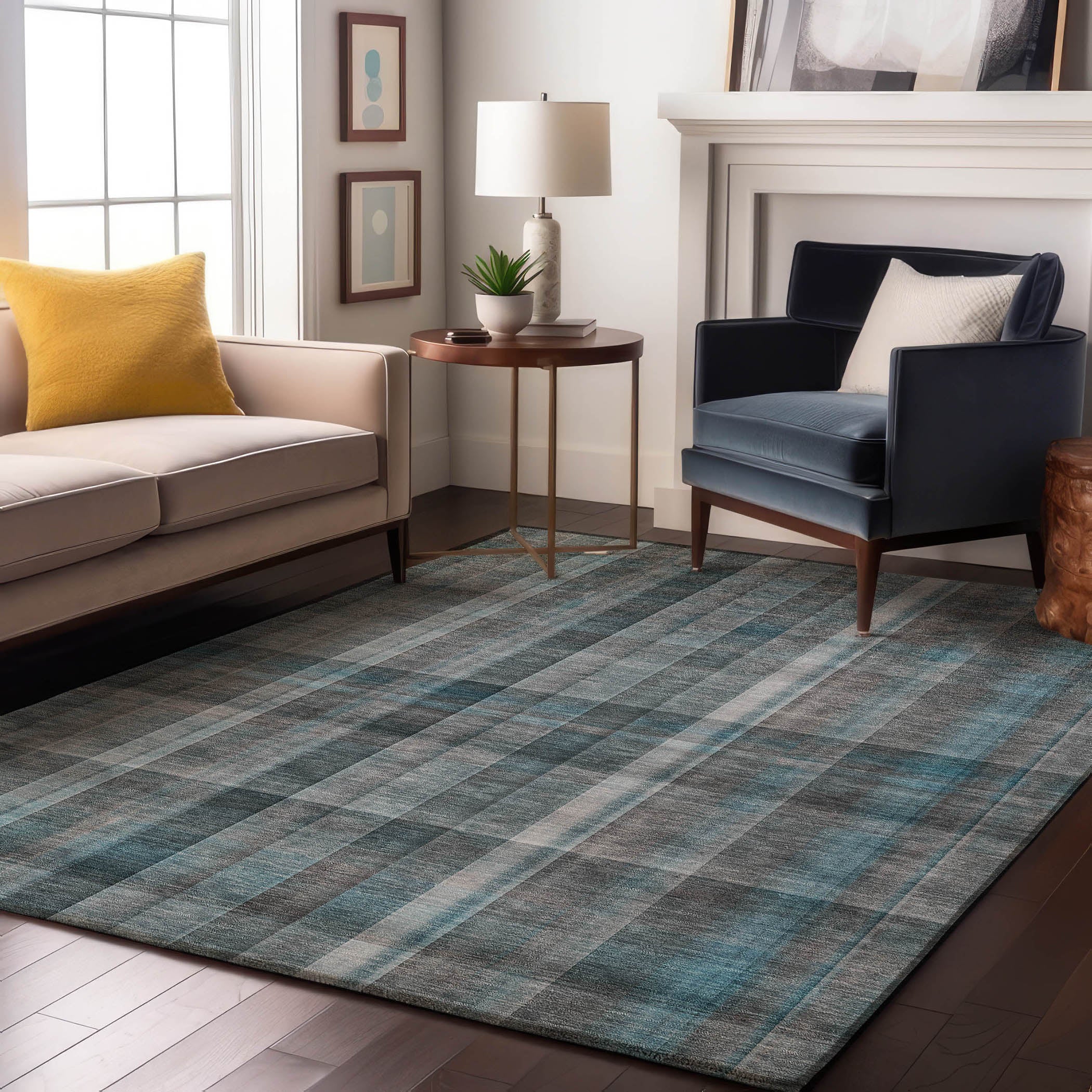 Mdina Machine Washable Transitional Teal Rug 2'6" x 3'10" #shape_Rectangle