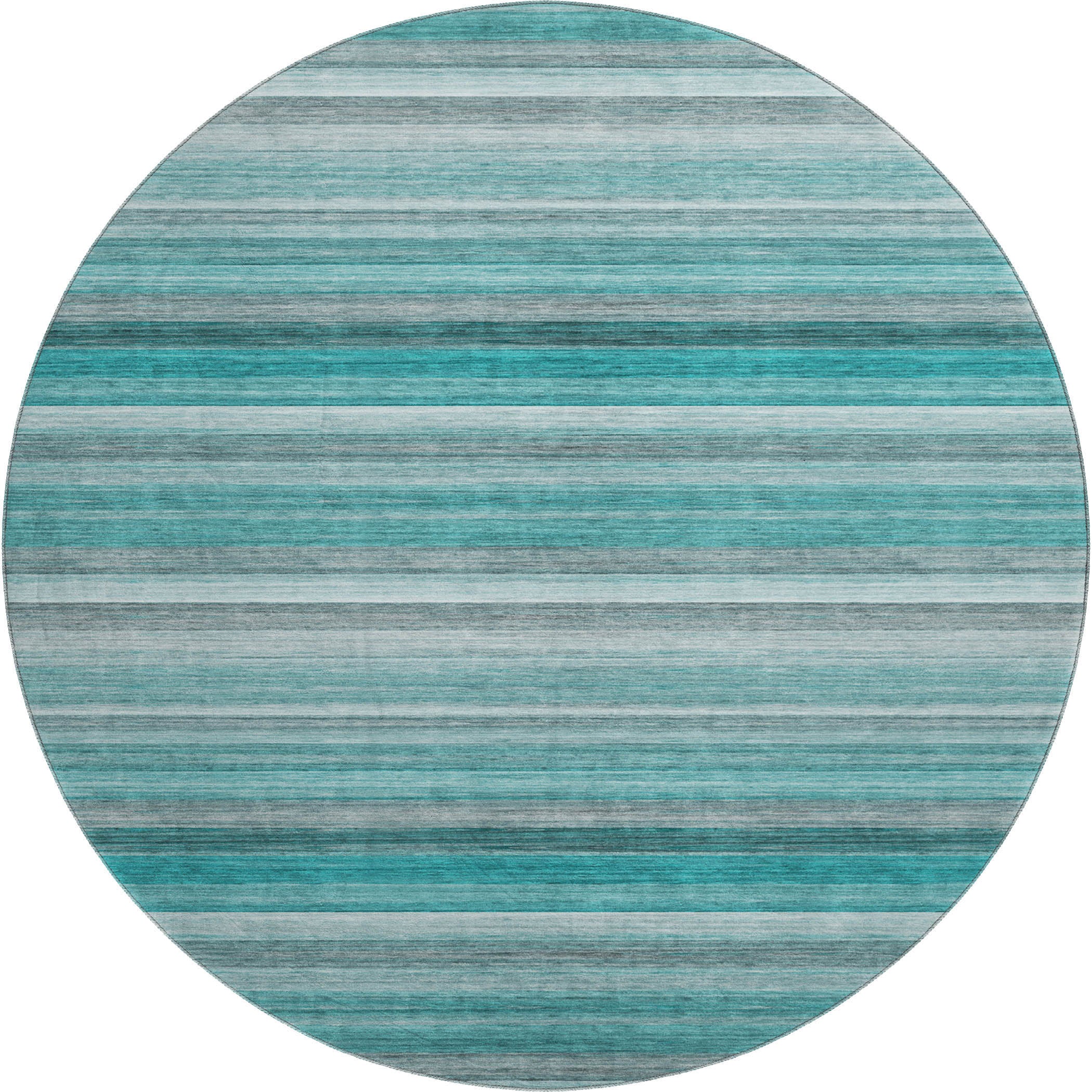 Chiang Mai Machine Washable Transitional Teal Rug 8' x 8' #shape_Round