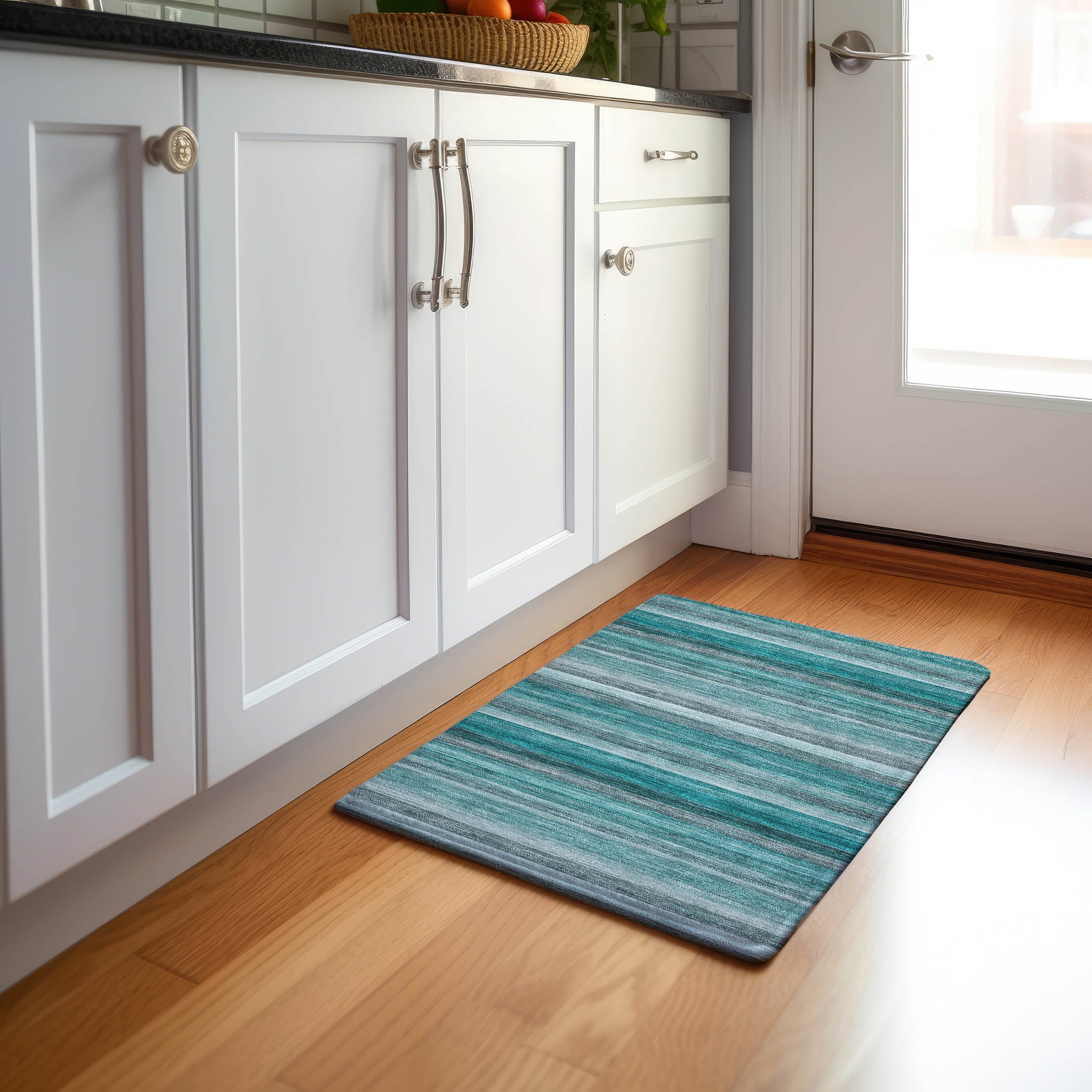 Chiang Mai Machine Washable Transitional Teal Rug 1'8" x 2'6" #shape_Rectangle