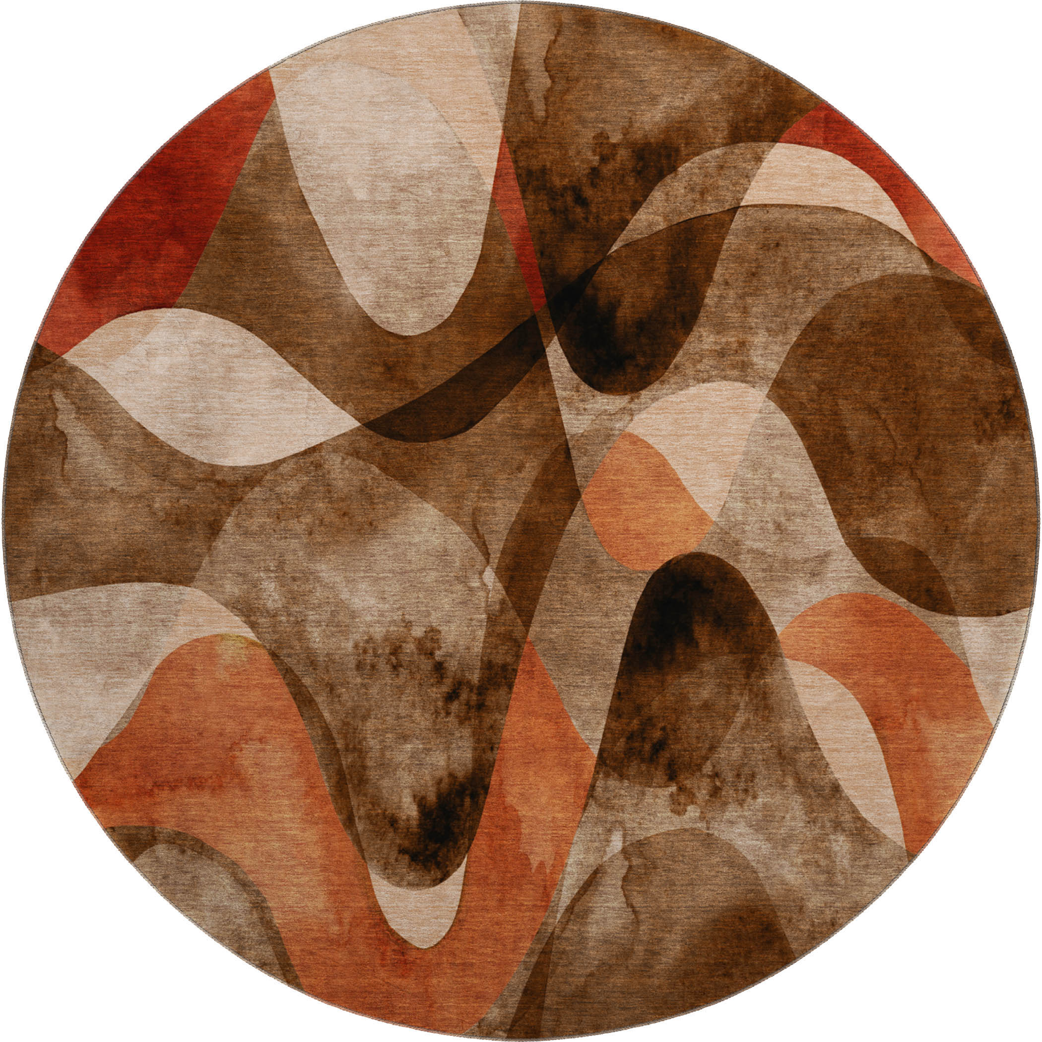 Cairo Machine Washable Contemporary Chocolate Brown Rug 8' x 8' #shape_Round