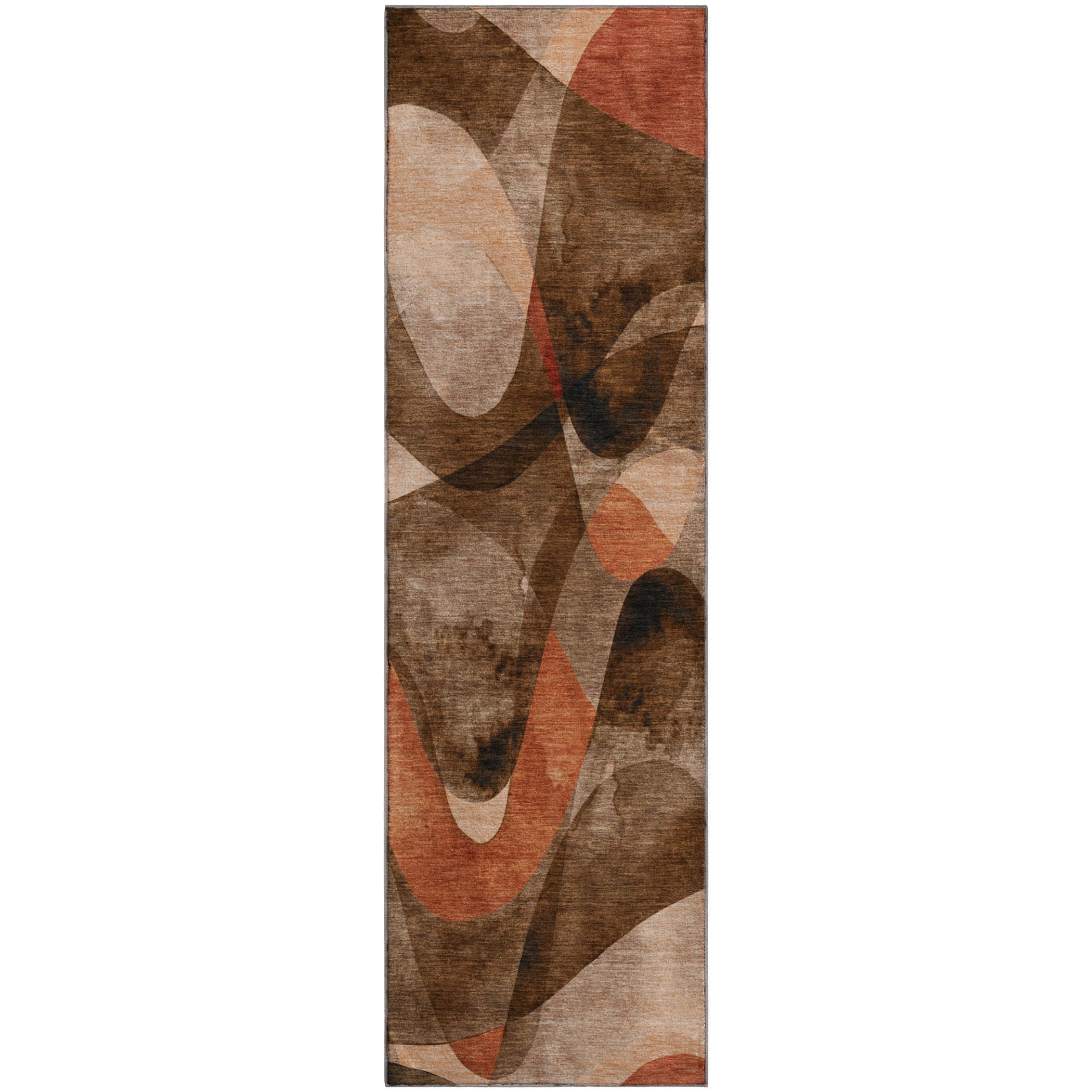 Cairo Machine Washable Contemporary Chocolate Brown Rug 2'3" x 7'6" #shape_Runner