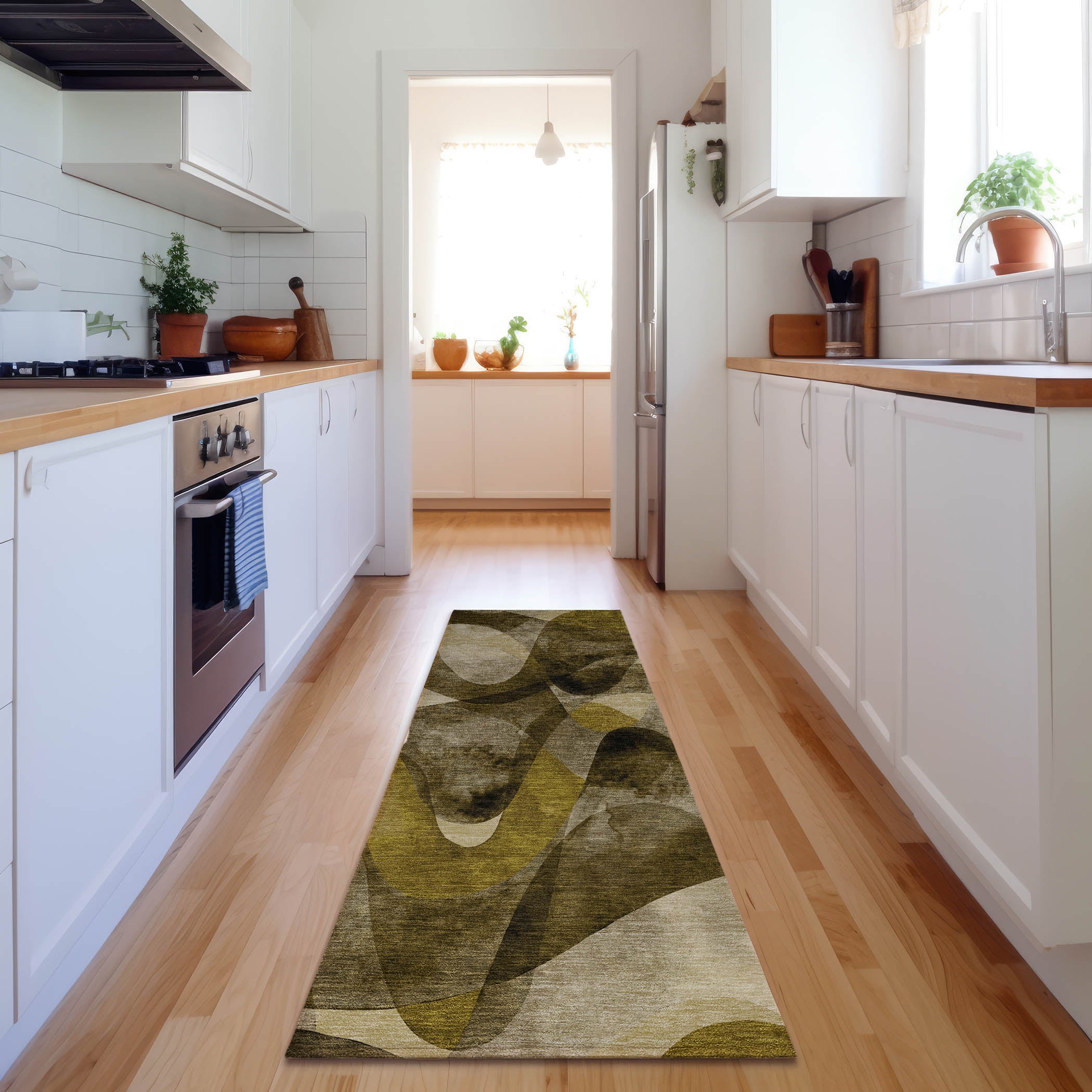 Cairo Machine Washable Contemporary Coffee Brown Rug 2'3" x 7'6" #shape_Runner