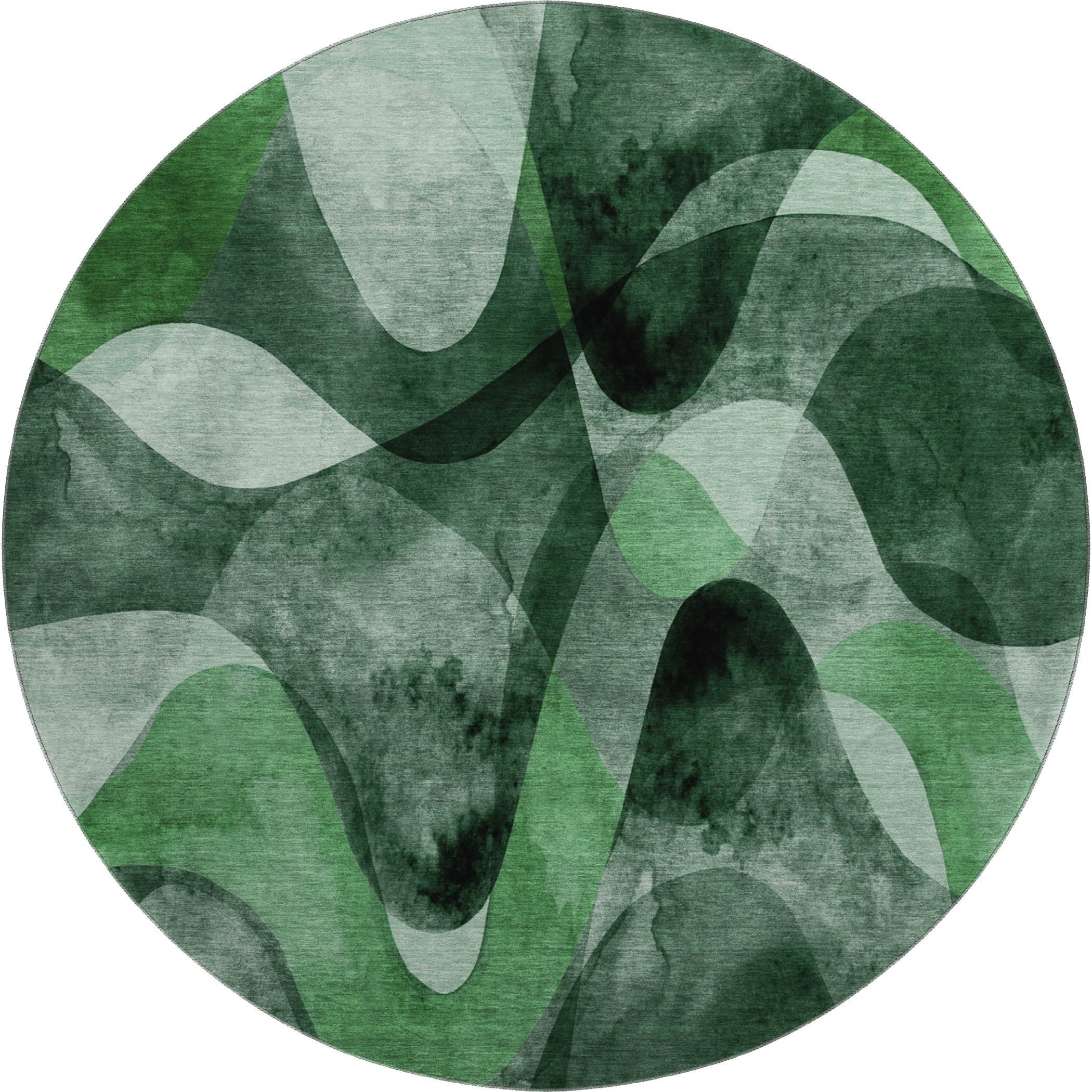 Cairo Machine Washable Contemporary Fern Green Rug 8' x 8' #shape_Round