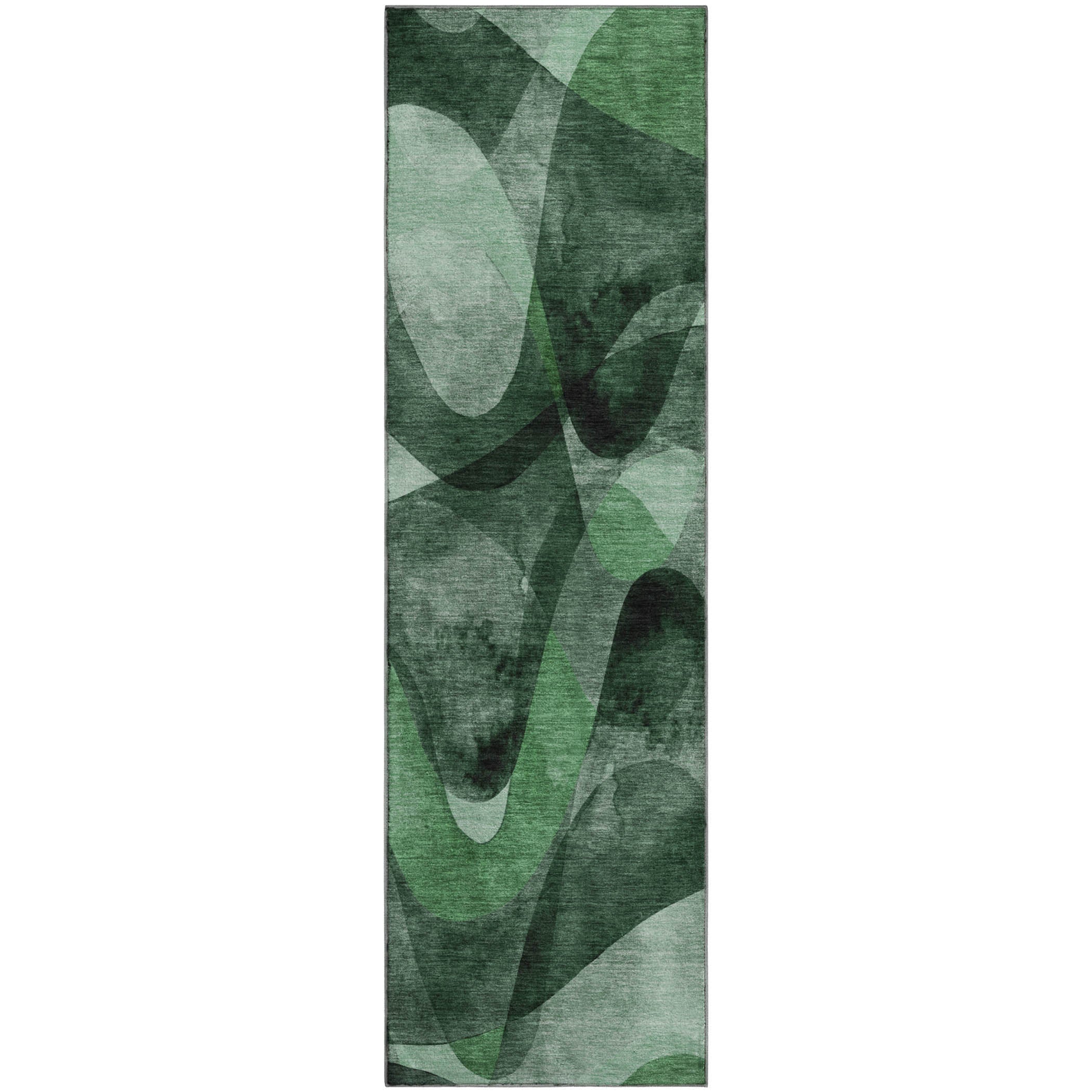 Cairo Machine Washable Contemporary Fern Green Rug 2'3" x 7'6" #shape_Runner