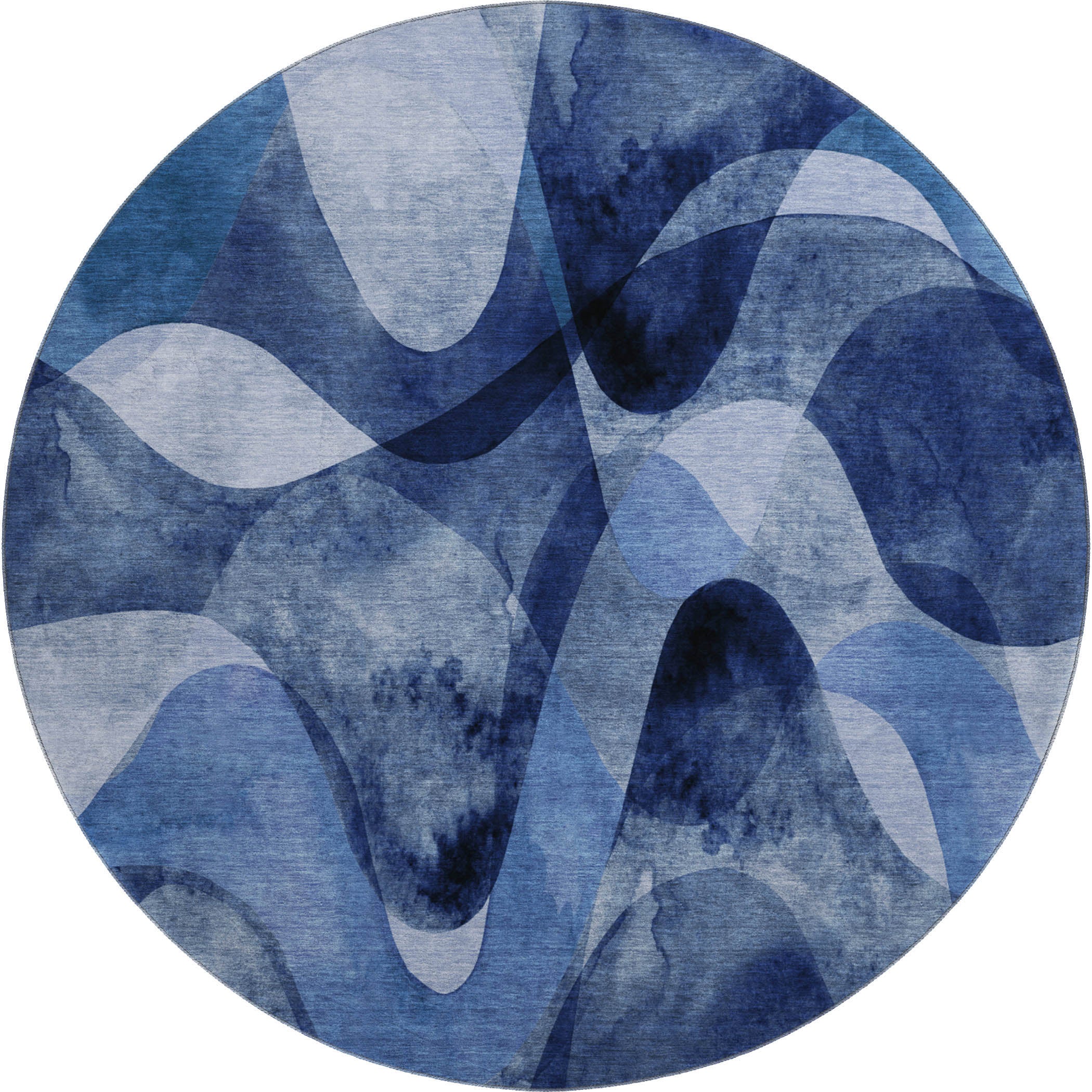 Cairo Machine Washable Contemporary Navy Blue Rug 8' x 8' #shape_Round