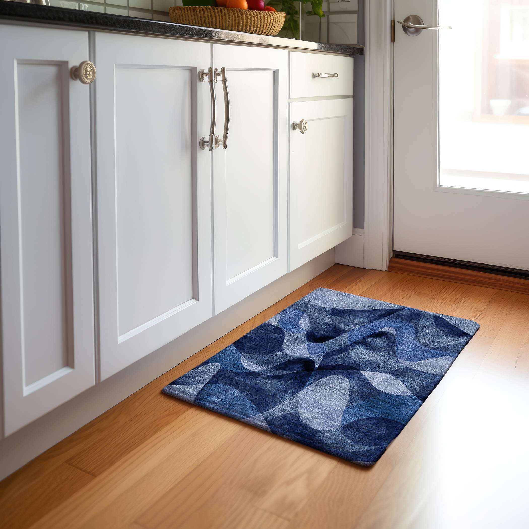 Cairo Machine Washable Contemporary Navy Blue Rug 1'8" x 2'6" #shape_Rectangle