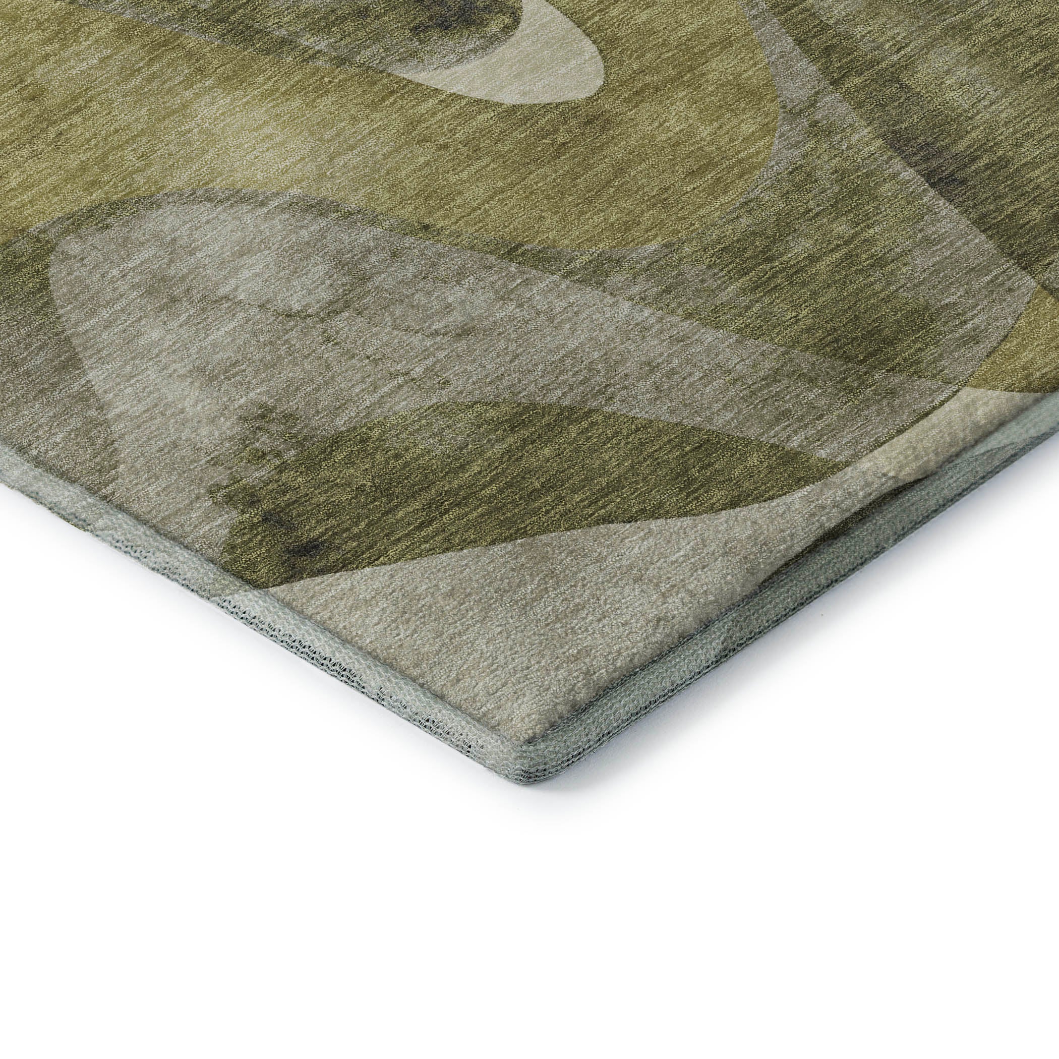 Cairo Machine Washable Contemporary Olive Green Rug 1'8" x 2'6" #shape_Rectangle