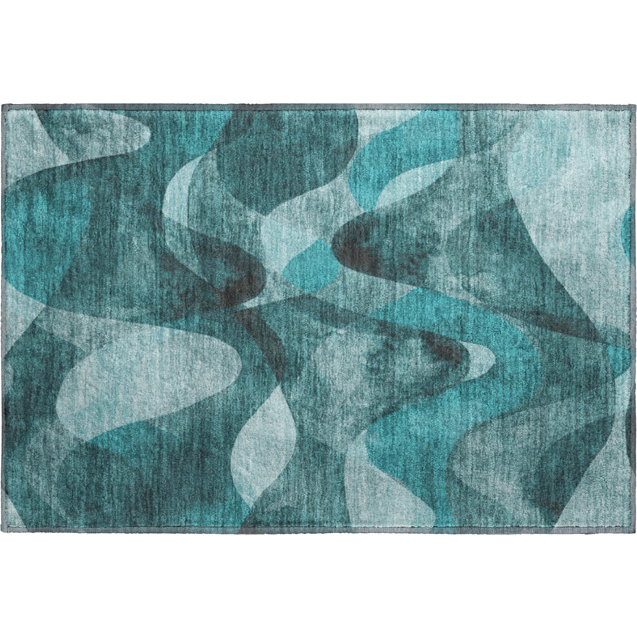 Cairo Machine Washable Contemporary Teal Rug 1'8" x 2'6" #shape_Rectangle