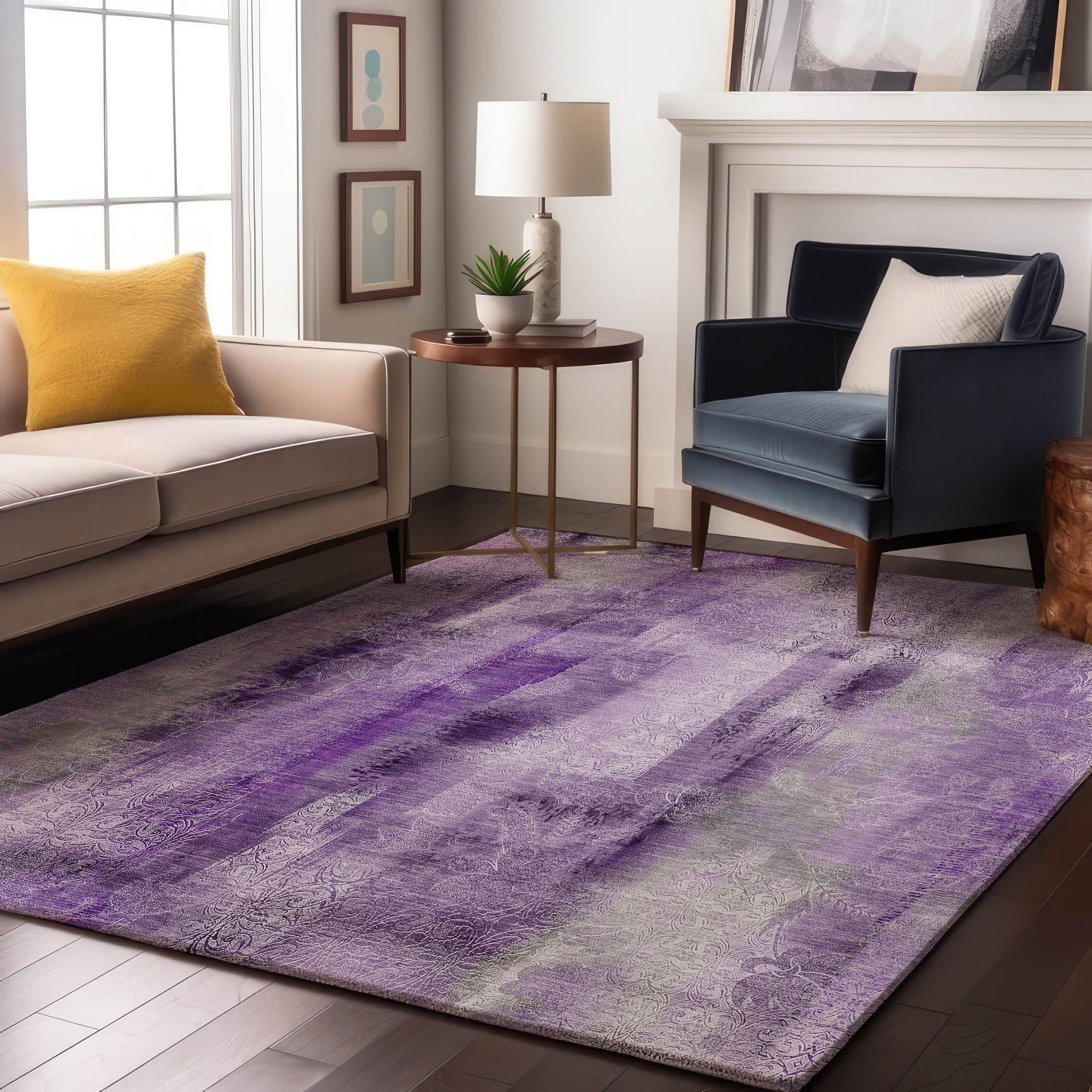 Bogota Machine Washable Transitional Purple Rug 2'6" x 3'10" #shape_Rectangle