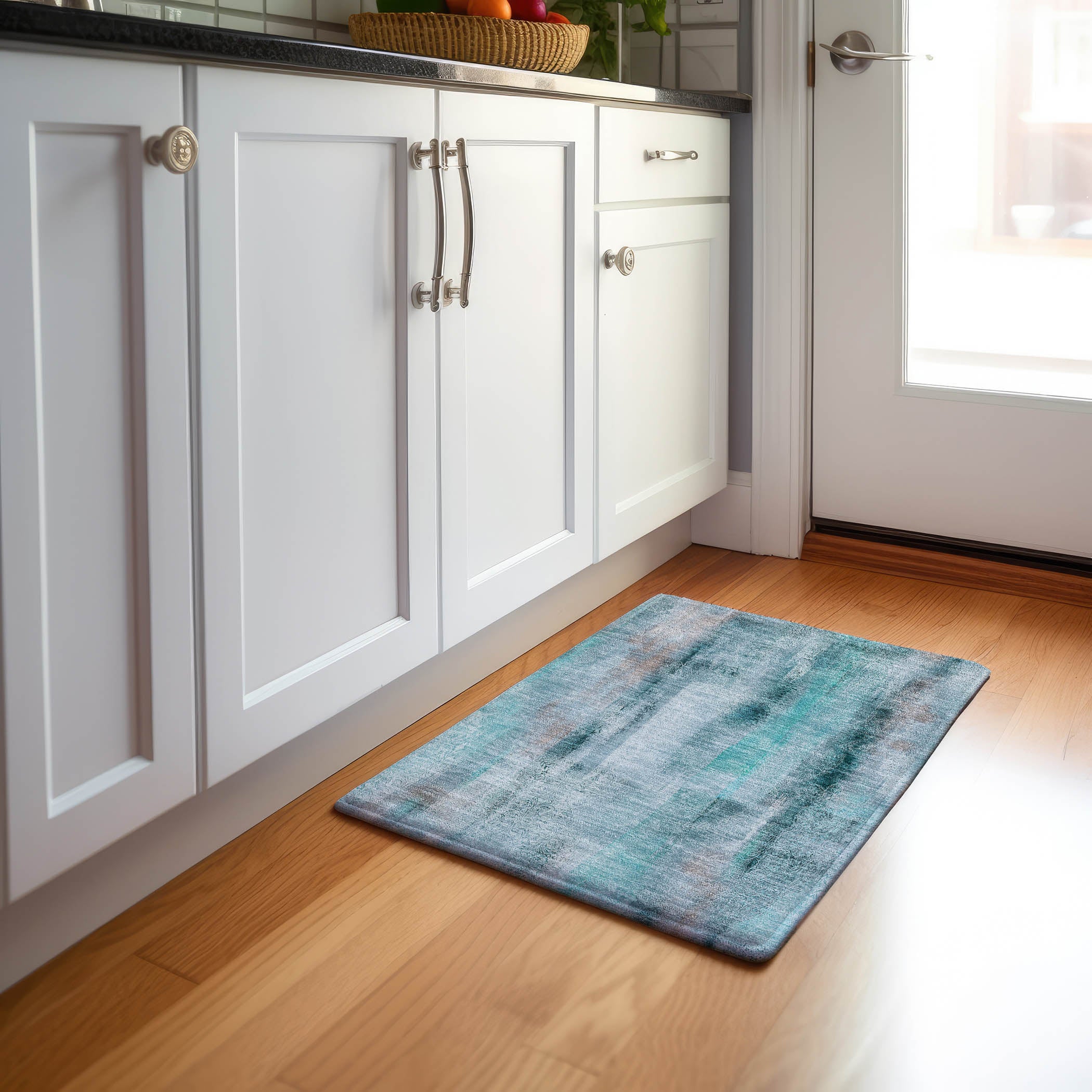 Bogota Machine Washable Transitional Teal Rug 1'8" x 2'6" #shape_Rectangle