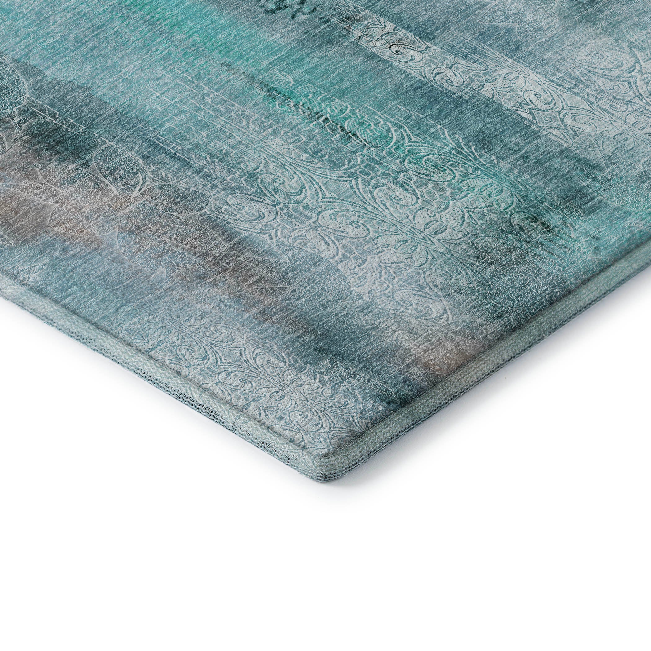 Bogota Machine Washable Transitional Teal Rug 1'8" x 2'6" #shape_Rectangle