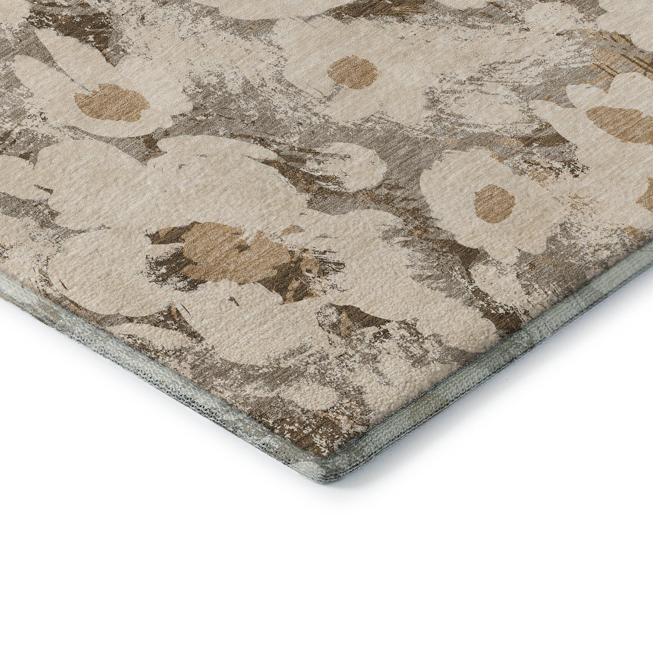 Mdina Machine Washable Transitional Khaki Brown Rug 1'8" x 2'6" #shape_Rectangle