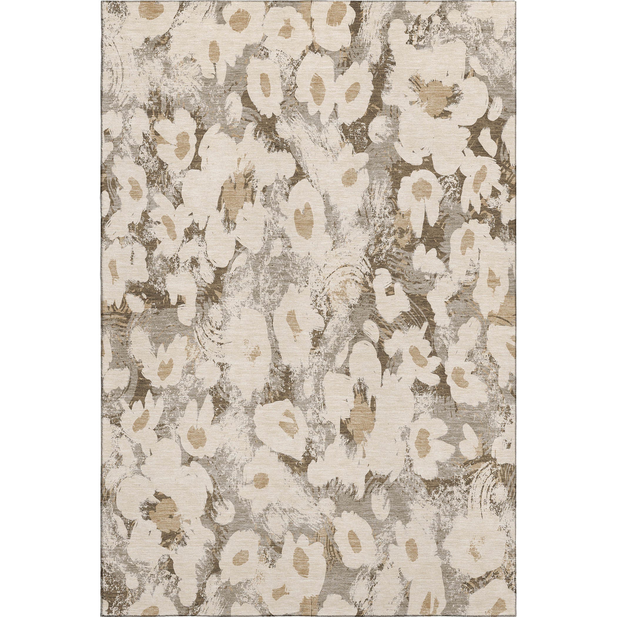 Mdina Machine Washable Transitional Khaki Brown Rug 2'6" x 3'10" #shape_Rectangle
