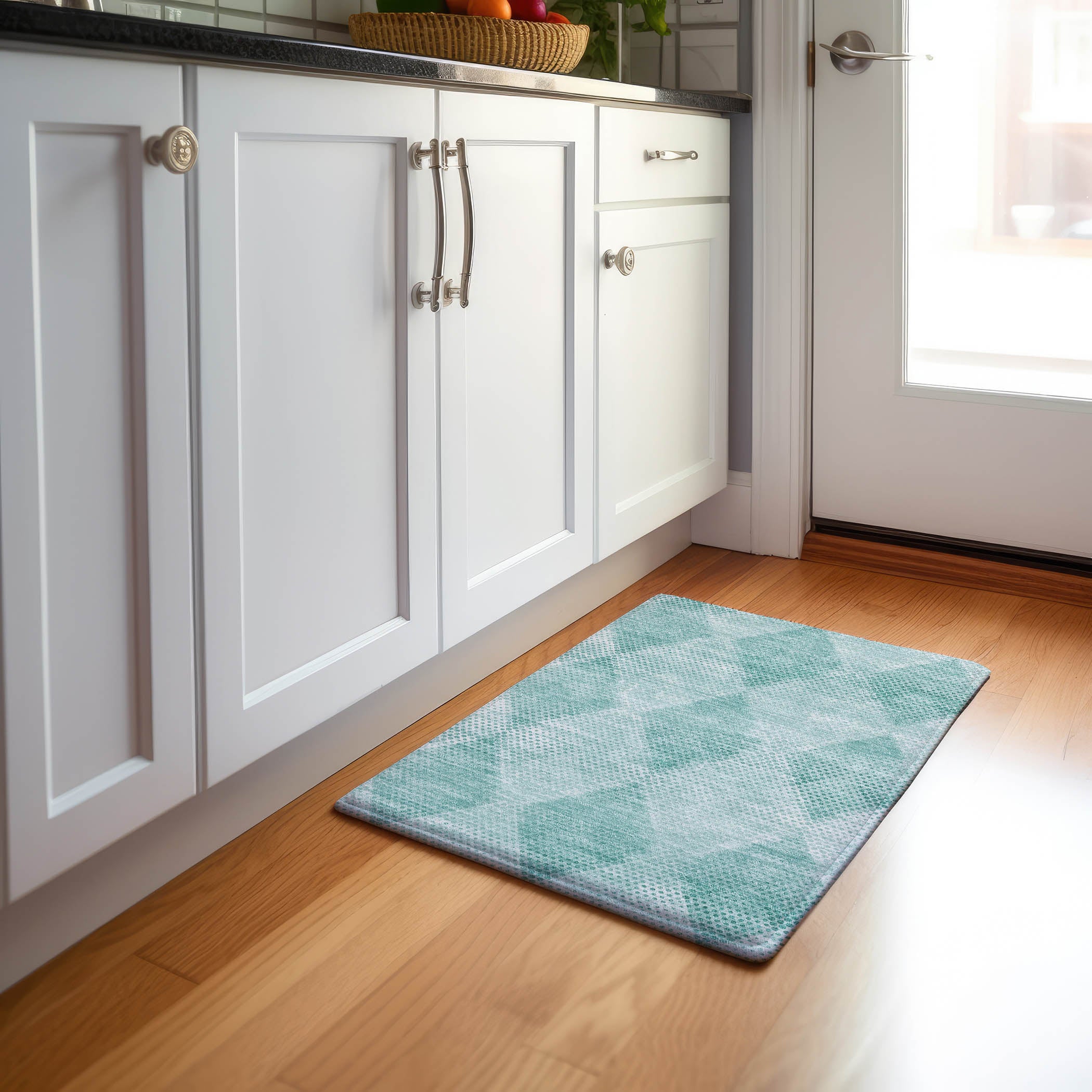 Kyoto Machine Washable Transitional Teal Rug 1'8" x 2'6" #shape_Rectangle