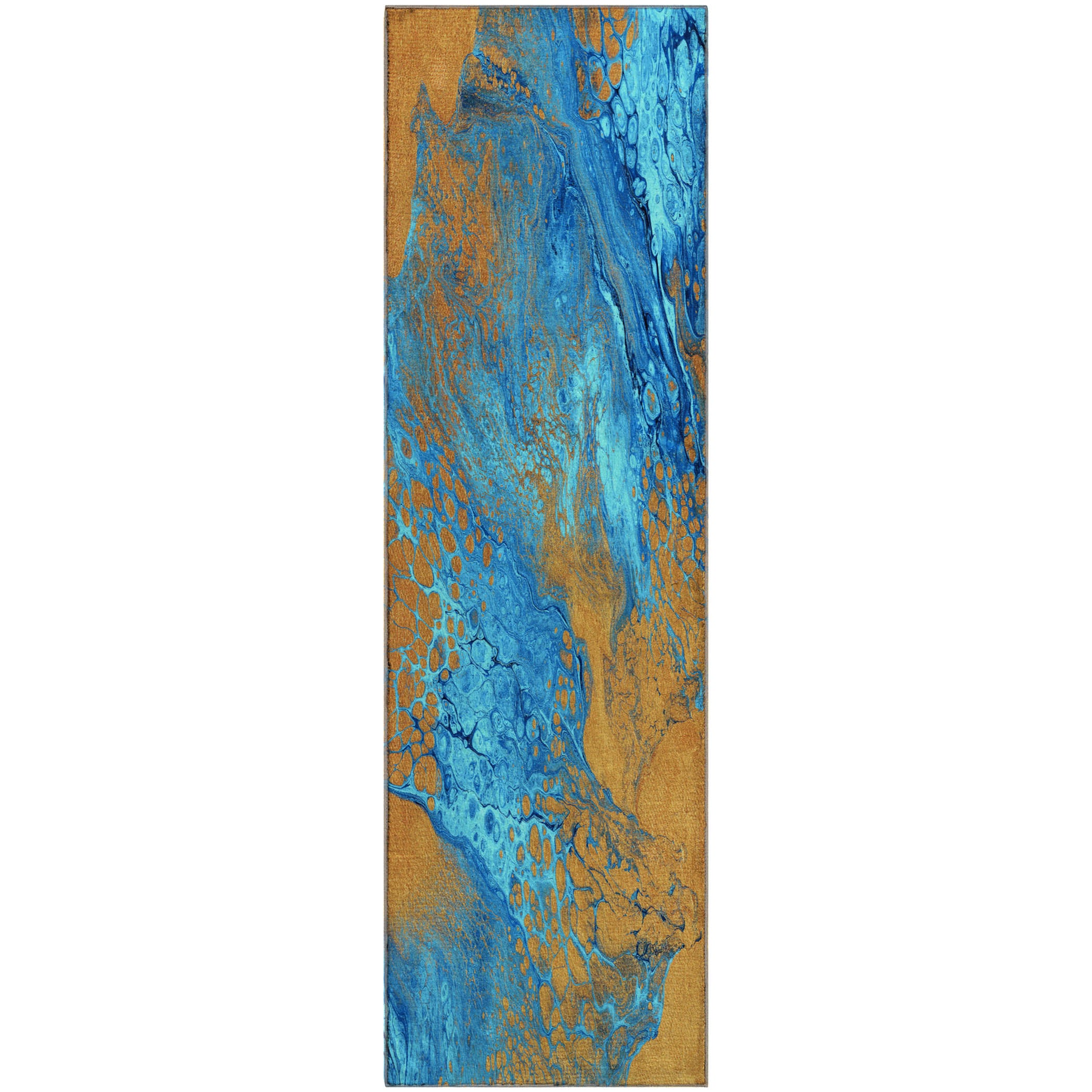 Tallinn Machine Washable Contemporary Cobalt Blue Rug 2'3" x 7'6" #shape_Runner