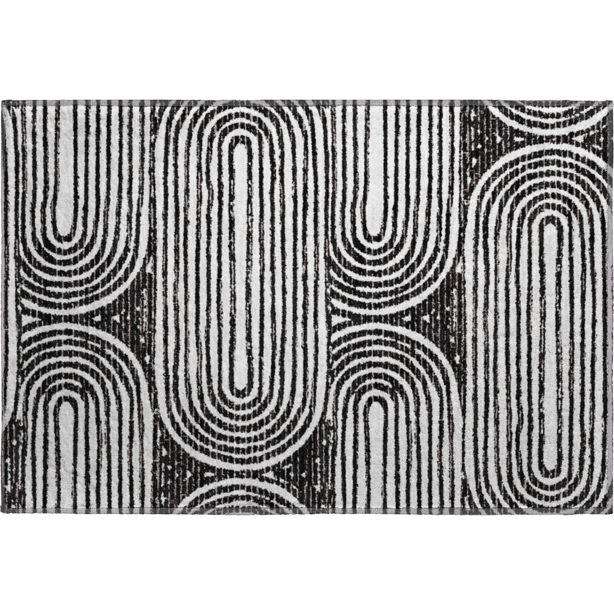 Mdina Machine Washable Contemporary Black Rug 1'8" x 2'6" #shape_Rectangle