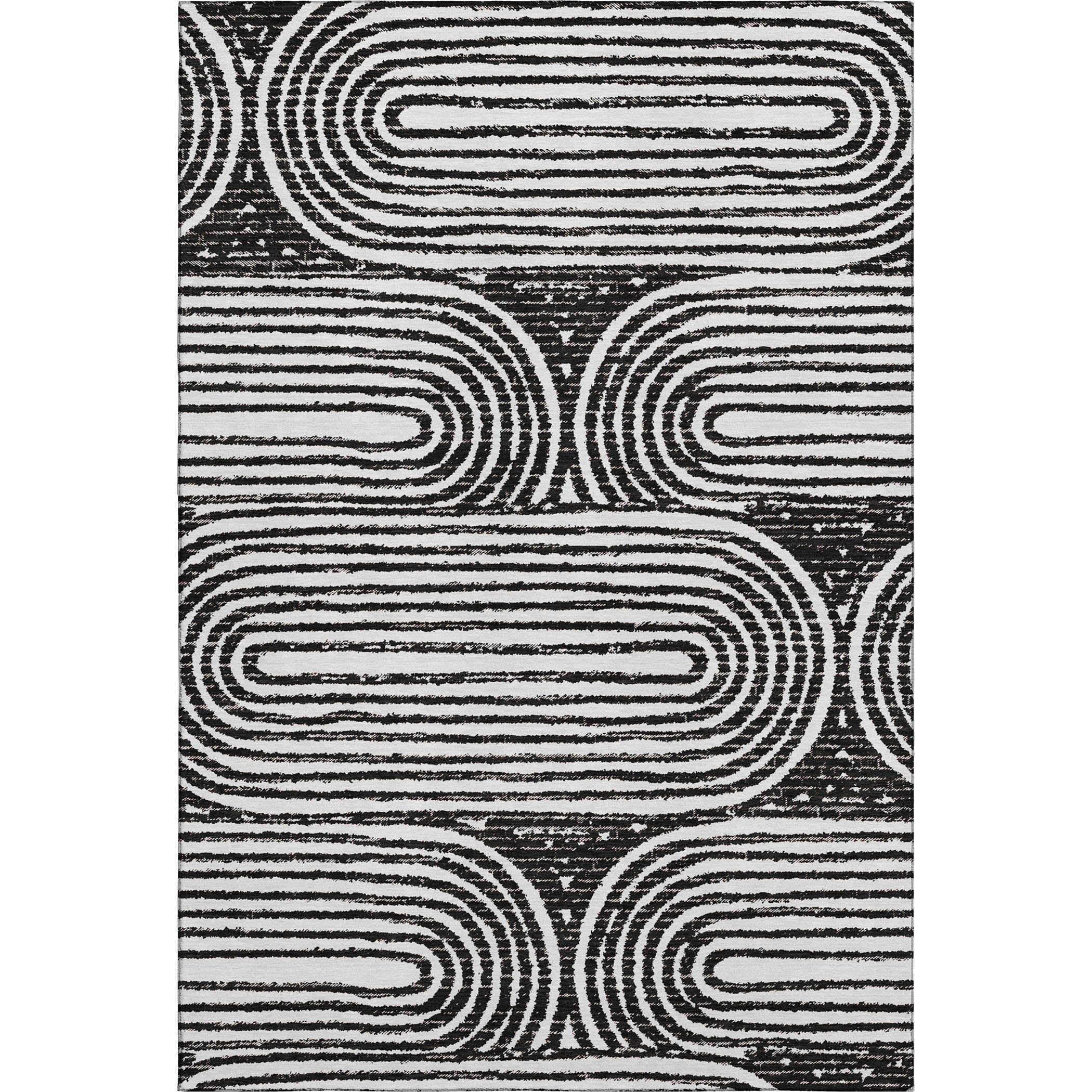 Mdina Machine Washable Contemporary Black Rug 2'6" x 3'10" #shape_Rectangle