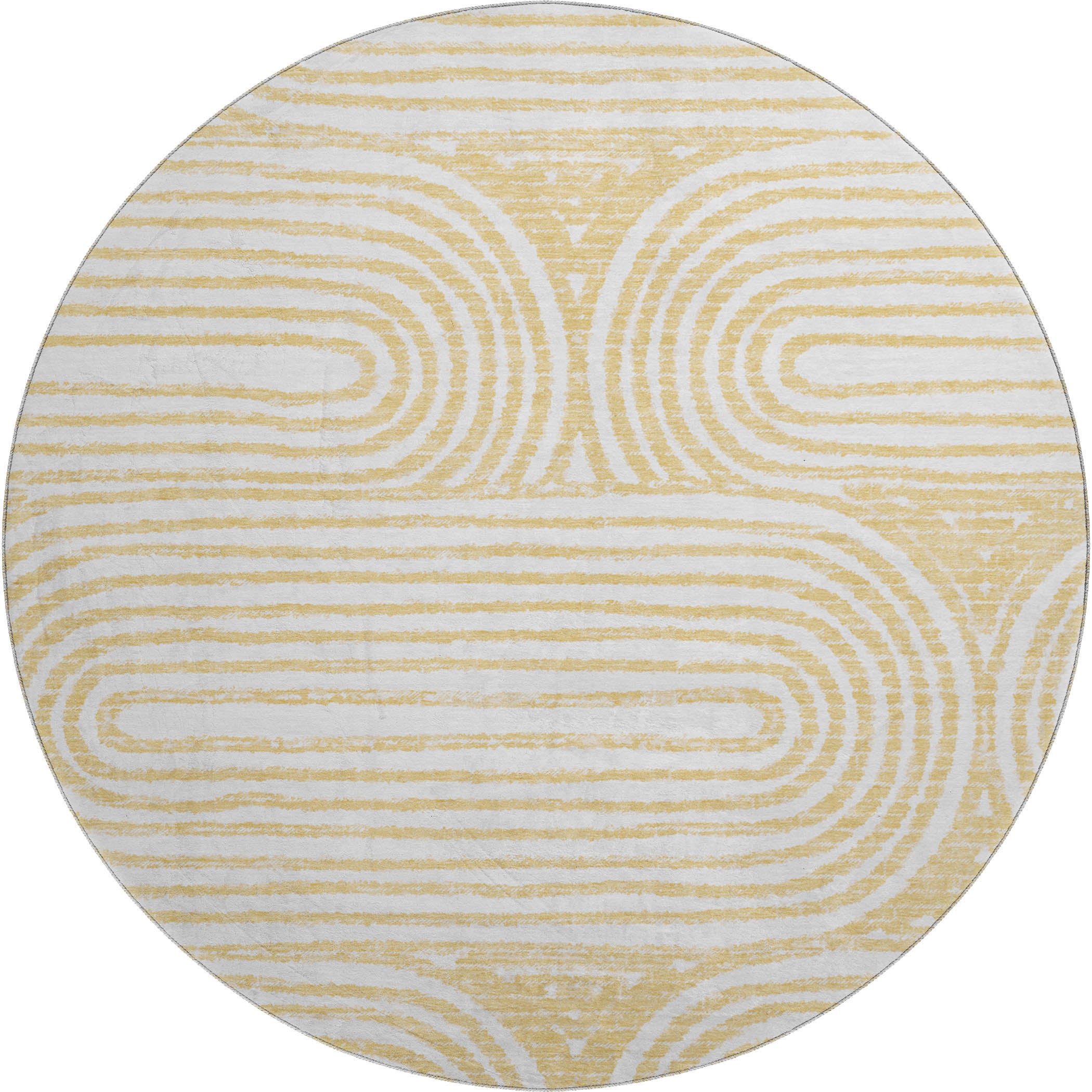 Mdina Machine Washable Contemporary Gold Rug 8' x 8' #shape_Round